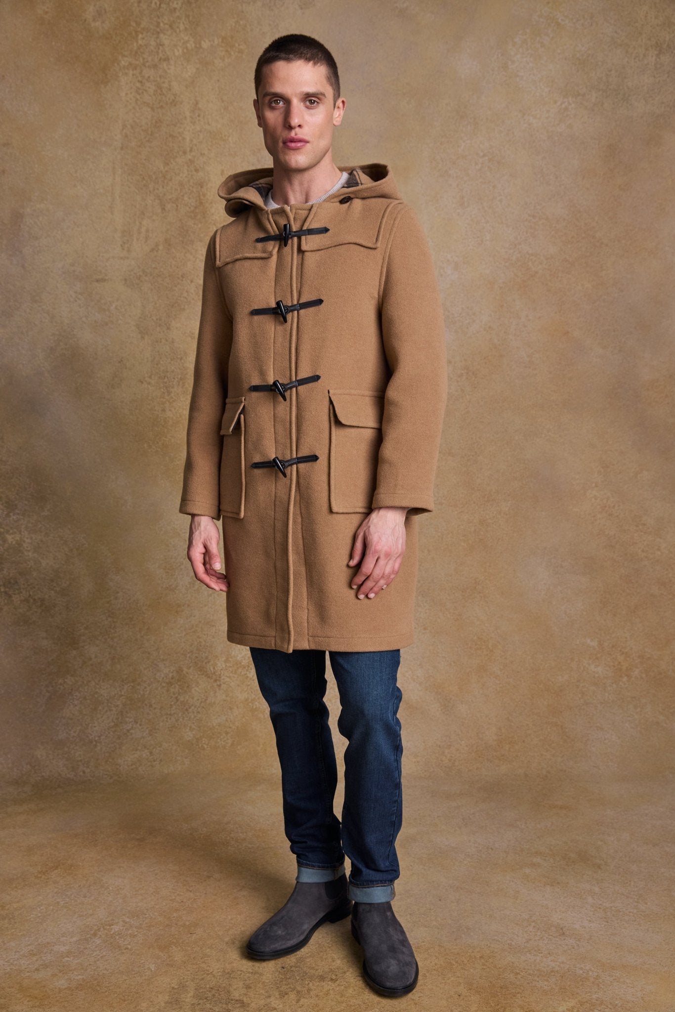 Jack Murphy Clothing - Alex Wool Duffle Coat - Camel - Tweed