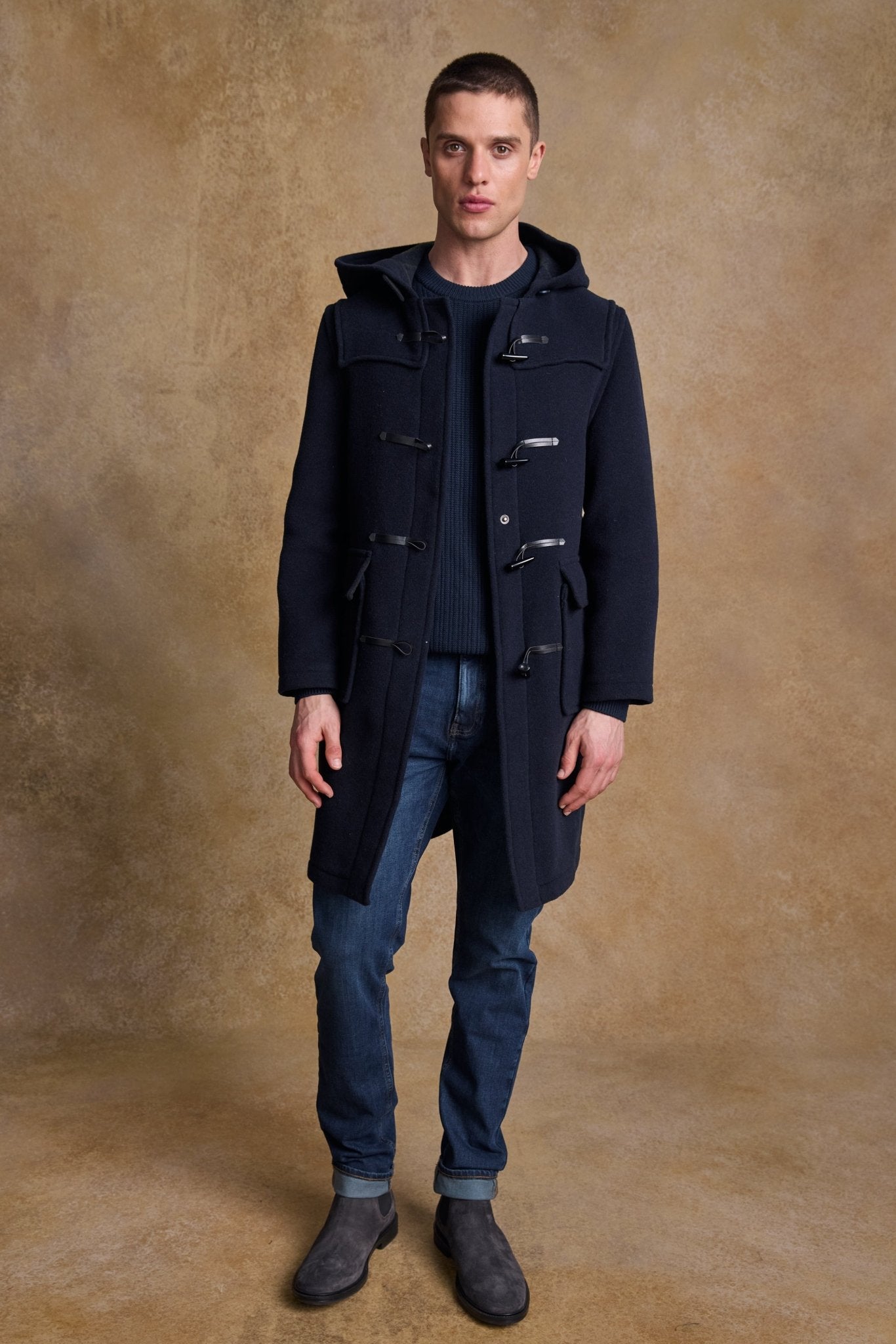 Jack Murphy Clothing - Alex Wool Duffle Coat - Navy - Tweed