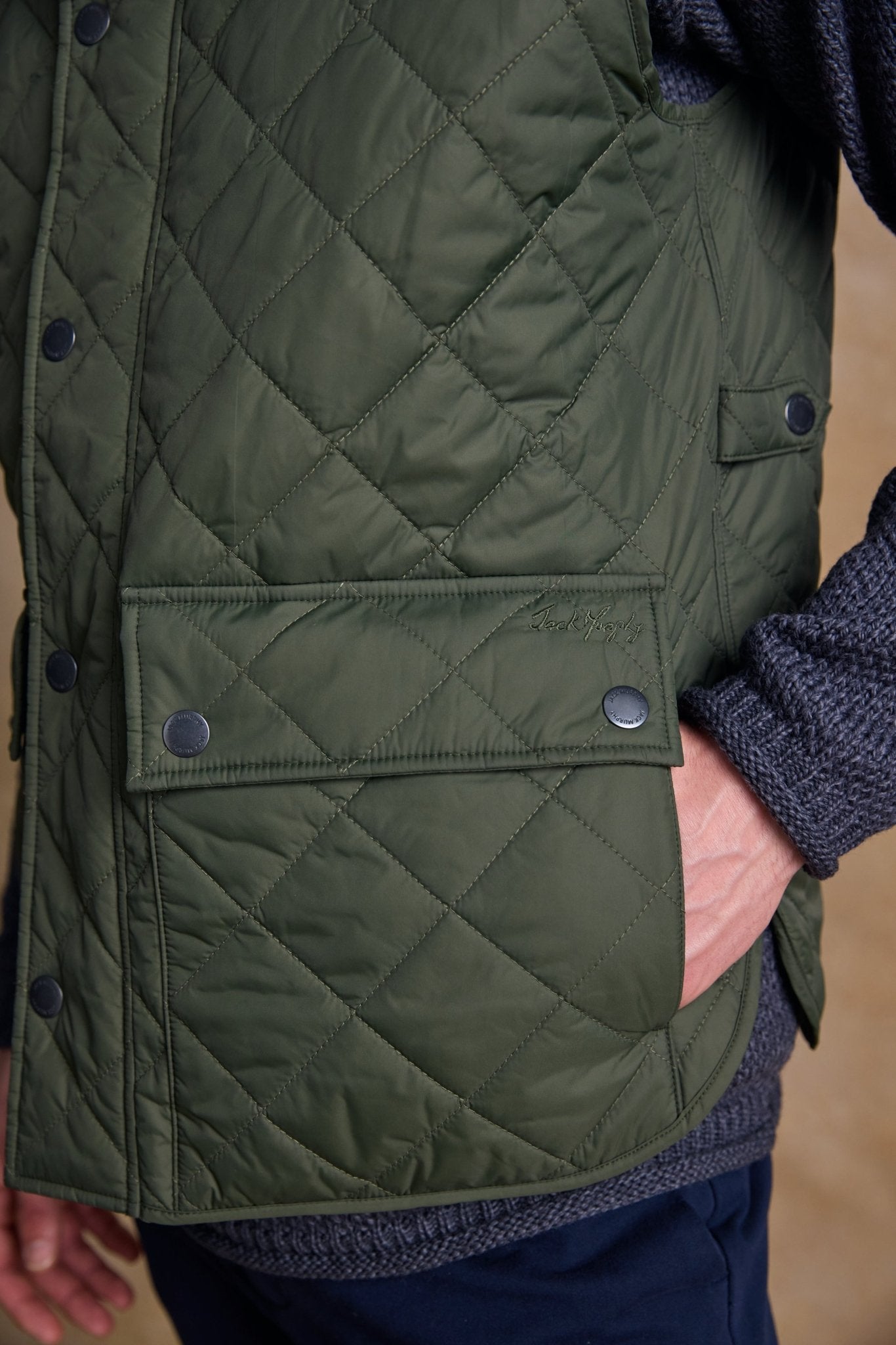 Jack Murphy Ireland - Conor Quilted Gilet - Olive - Quilts & Gilets