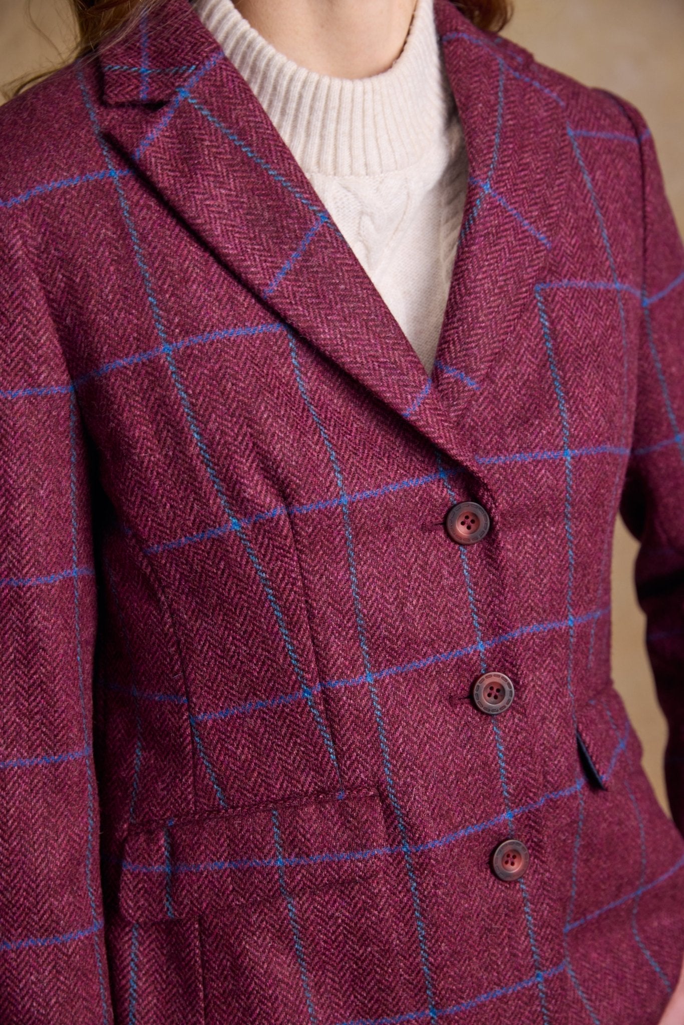 Jack Murphy Ireland - Tara Tweed Hacking Jacket - Rose Herringbone Check - Tweed