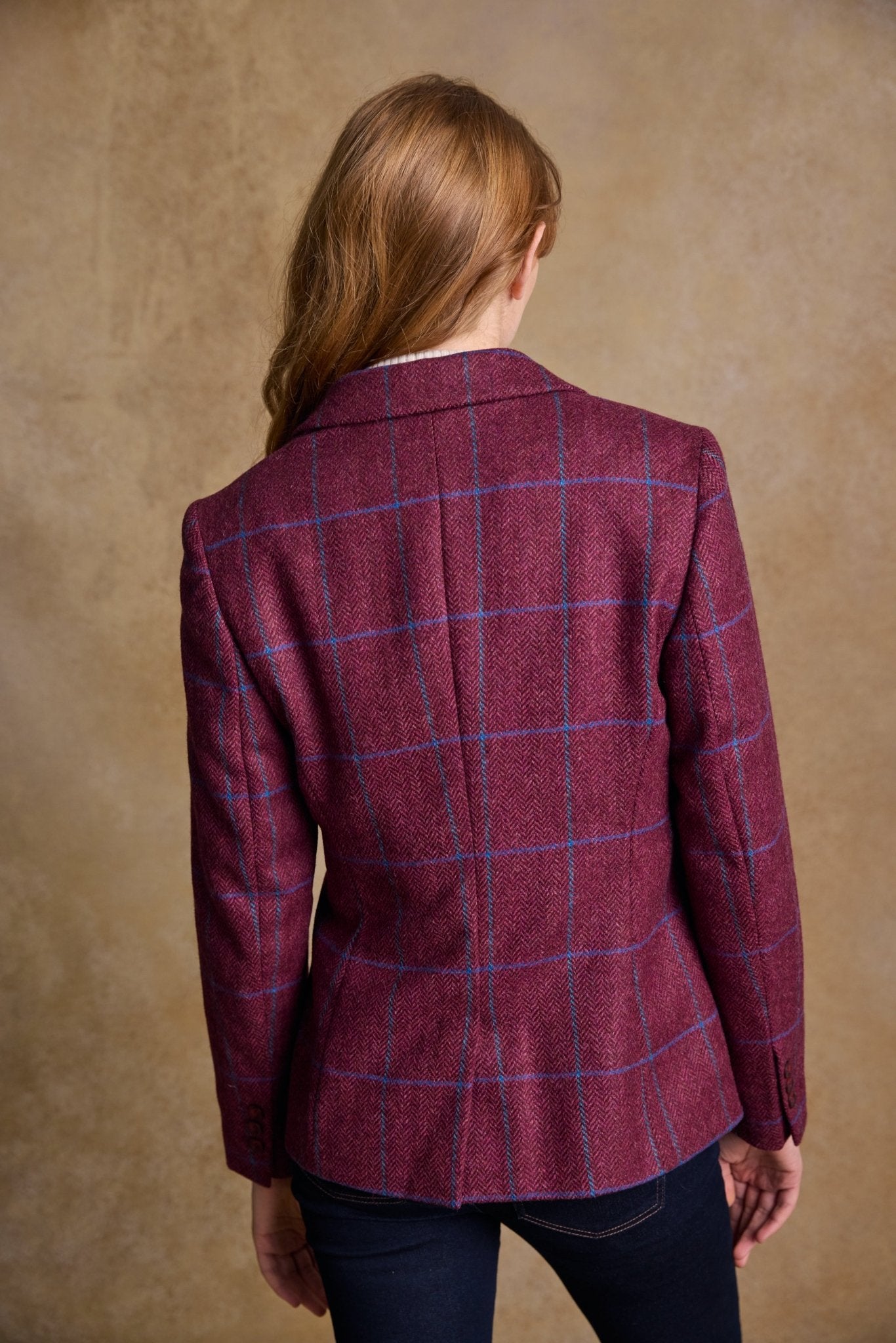 Jack Murphy Ireland - Tara Tweed Hacking Jacket - Rose Herringbone Check - Tweed