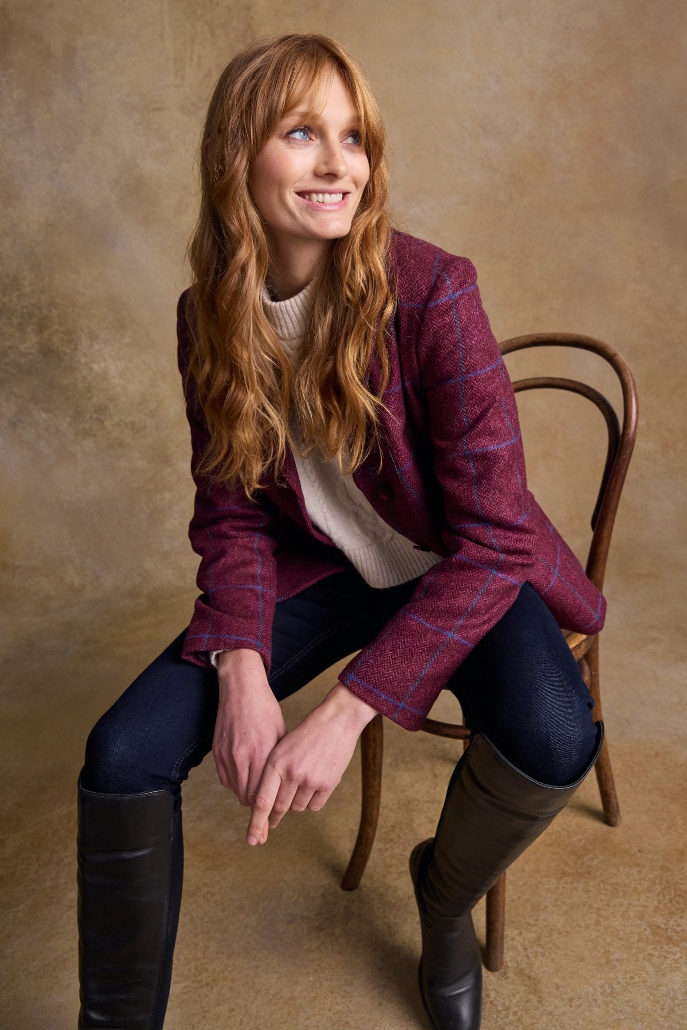 Jack Murphy Ireland - Tara Tweed Hacking Jacket - Rose Herringbone Check - Tweed