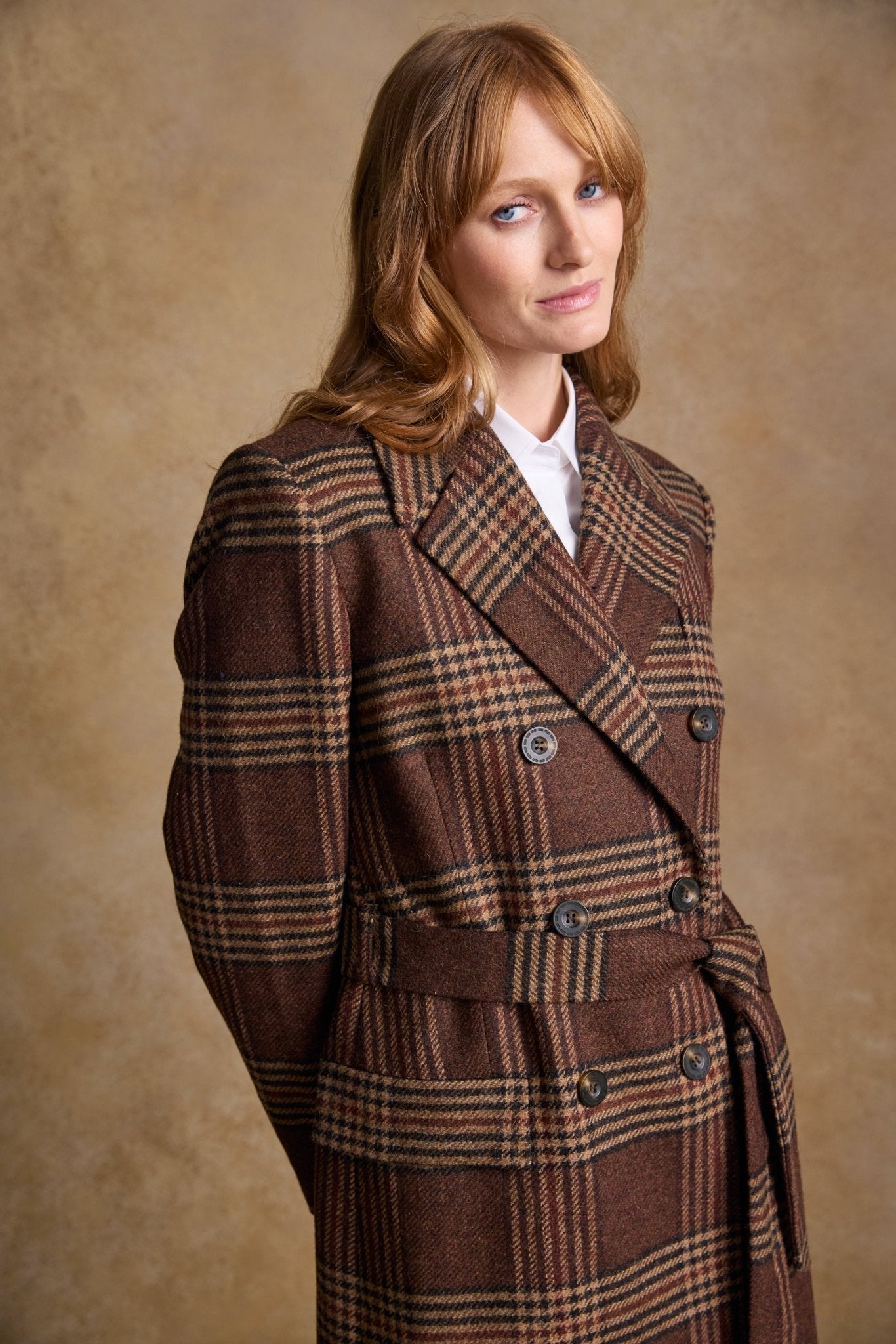 Jack Murphy Ireland - Clodagh Wool Coat - Tobacco Check - Tweed