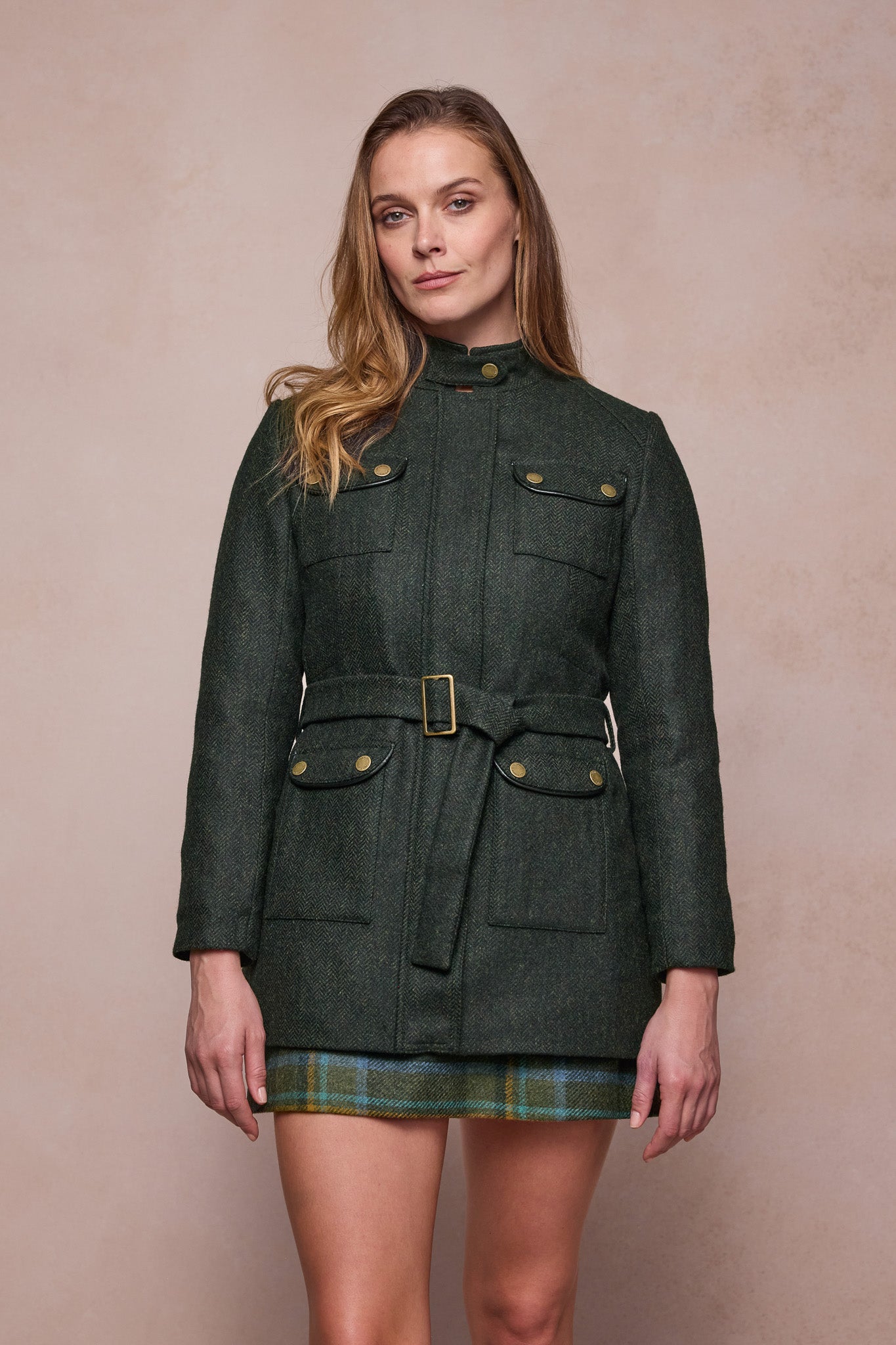 Maeve Tweed Jacket - Green Herringbone
