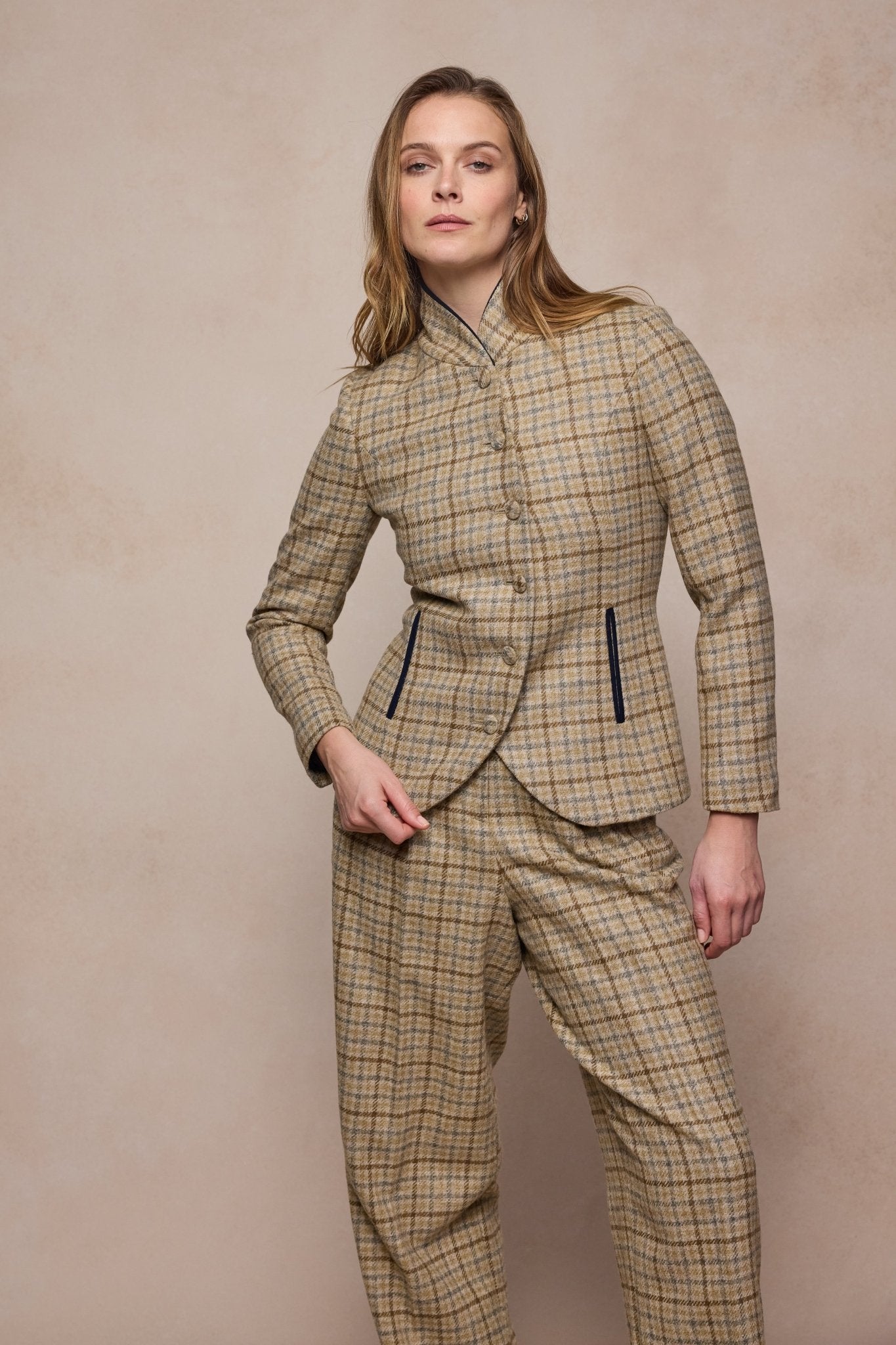 Jack Murphy Clothing - Nicole Tweed Jacket - Caramel Check - Tweed
