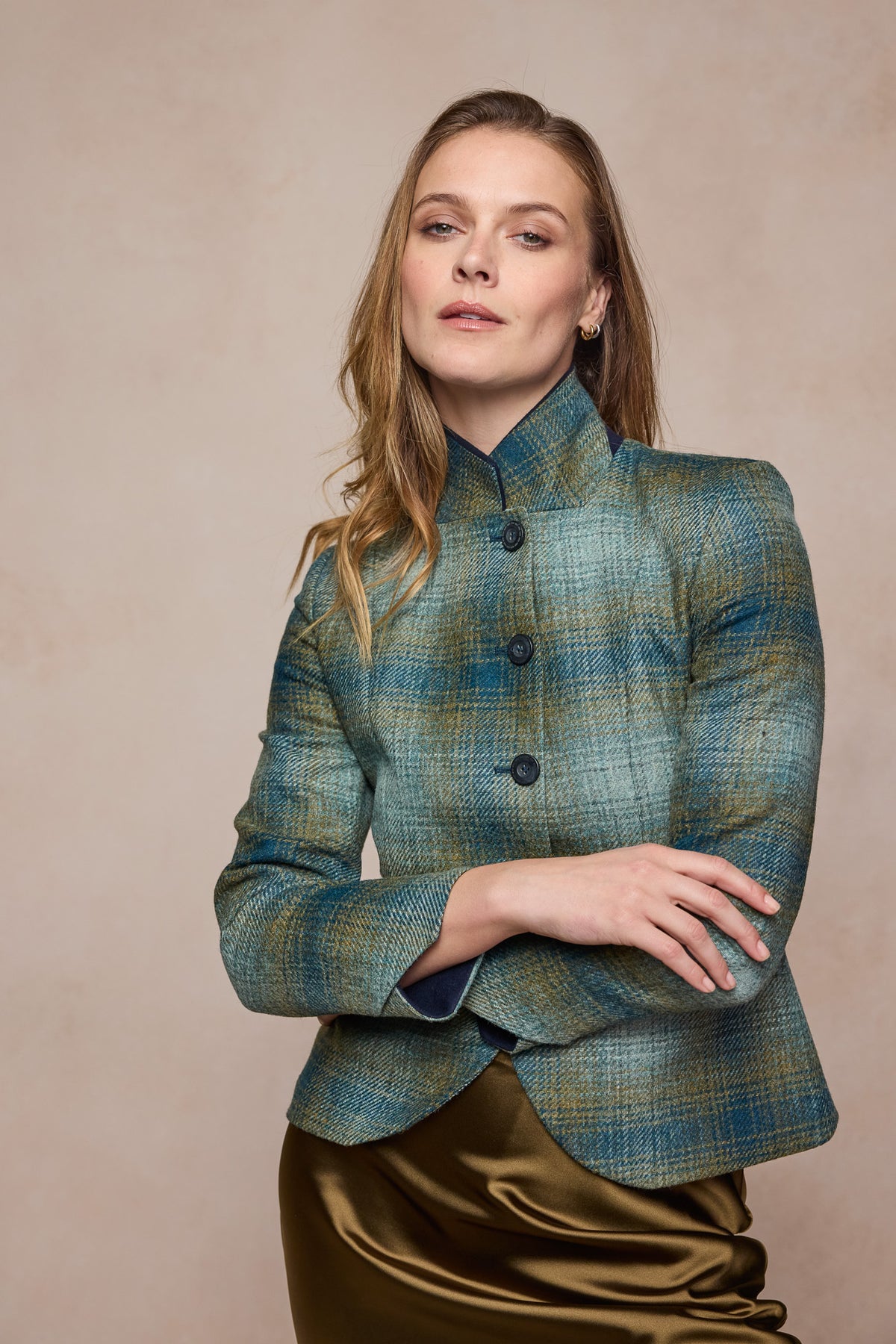 Sasha Tweed Jacket - Ocean Check