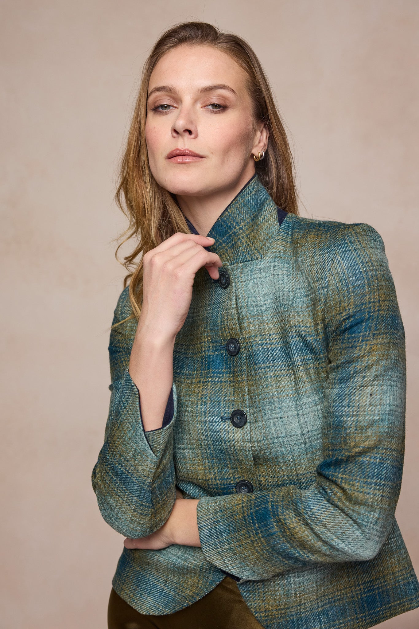 Sasha Tweed Jacket - Ocean Check