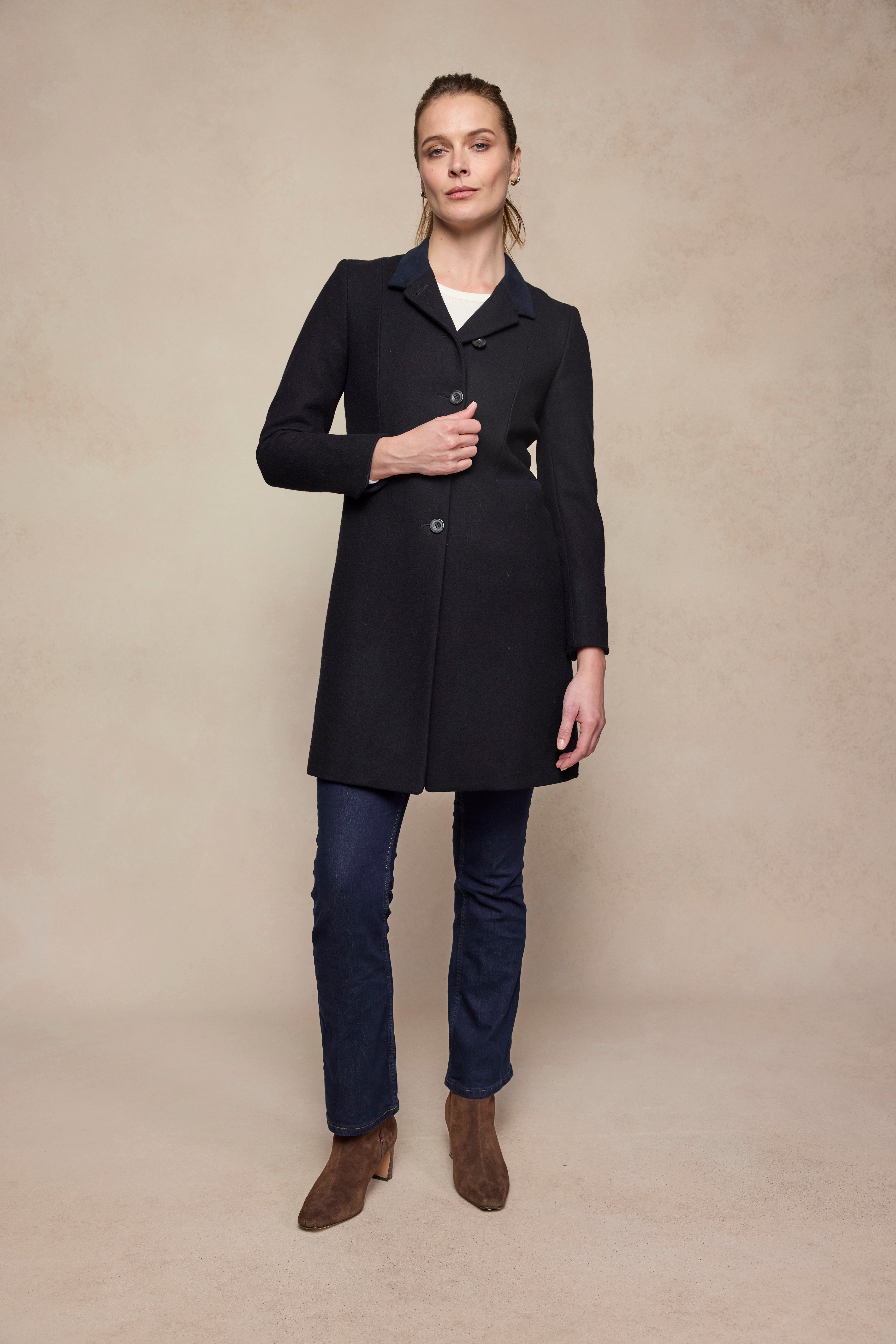 Isabella Tweed Coat - Black Melton