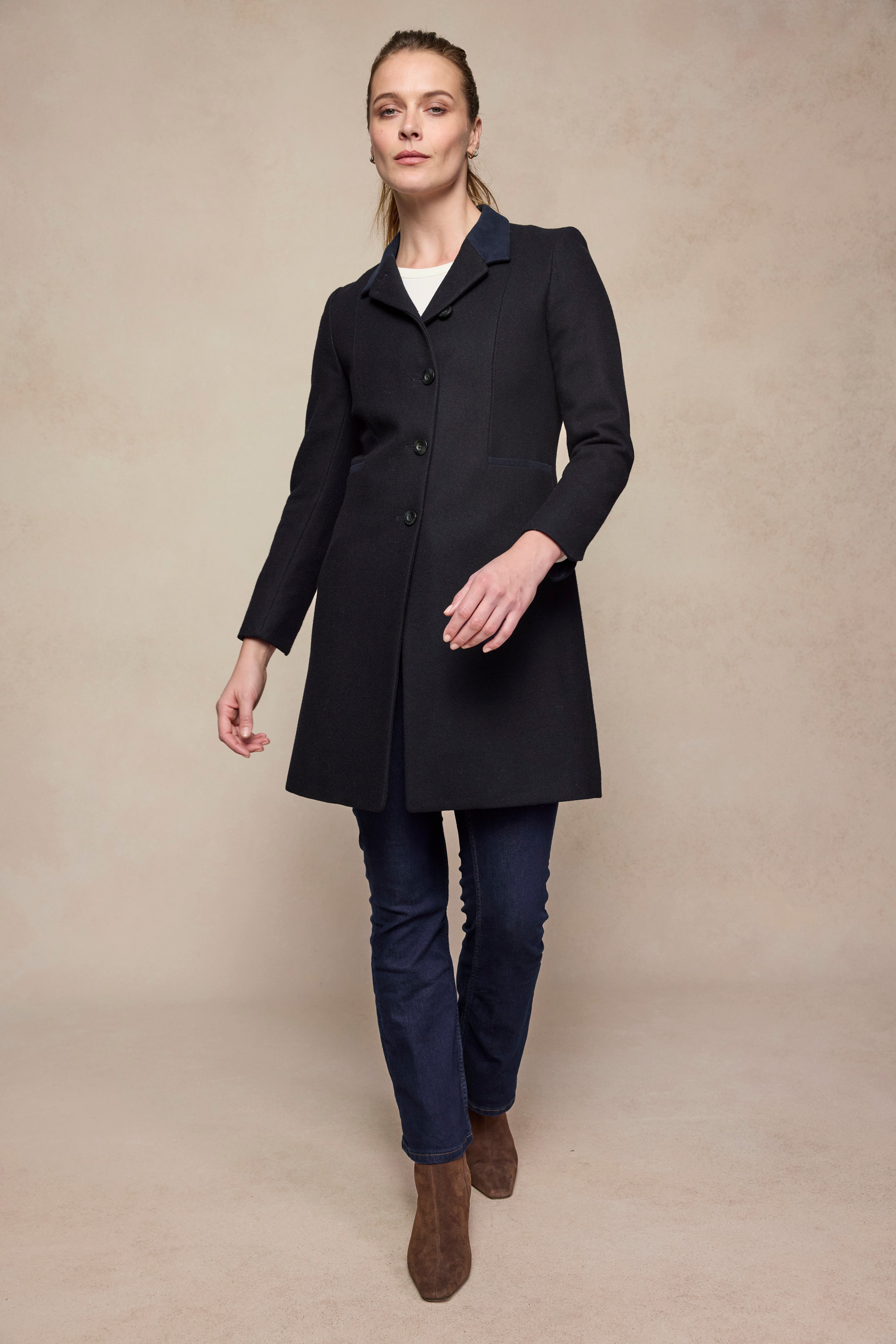 Isabella Tweed Coat - Black Melton