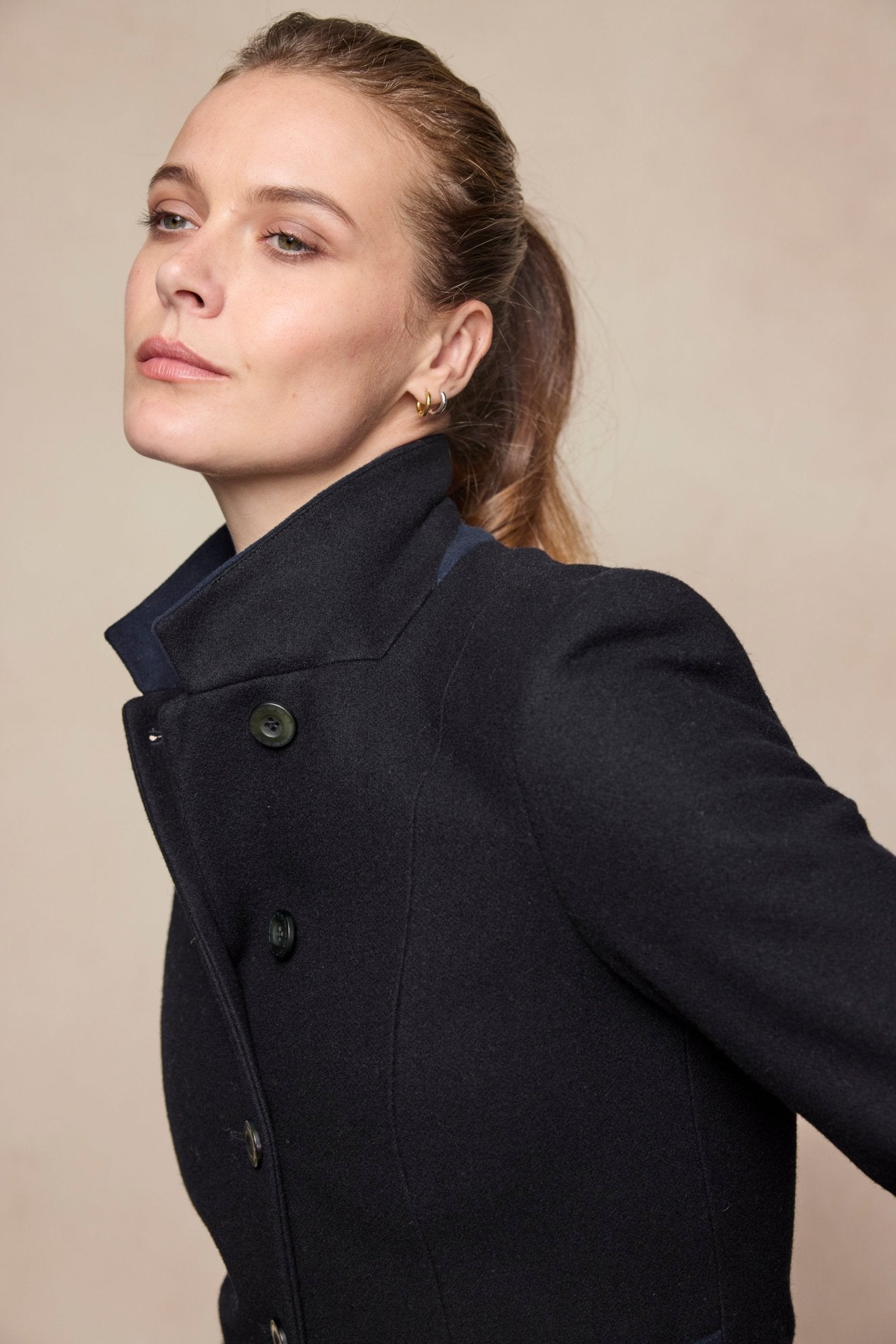 Jack Murphy Clothing - Isabella Tweed Coat - Black Melton - Tweed