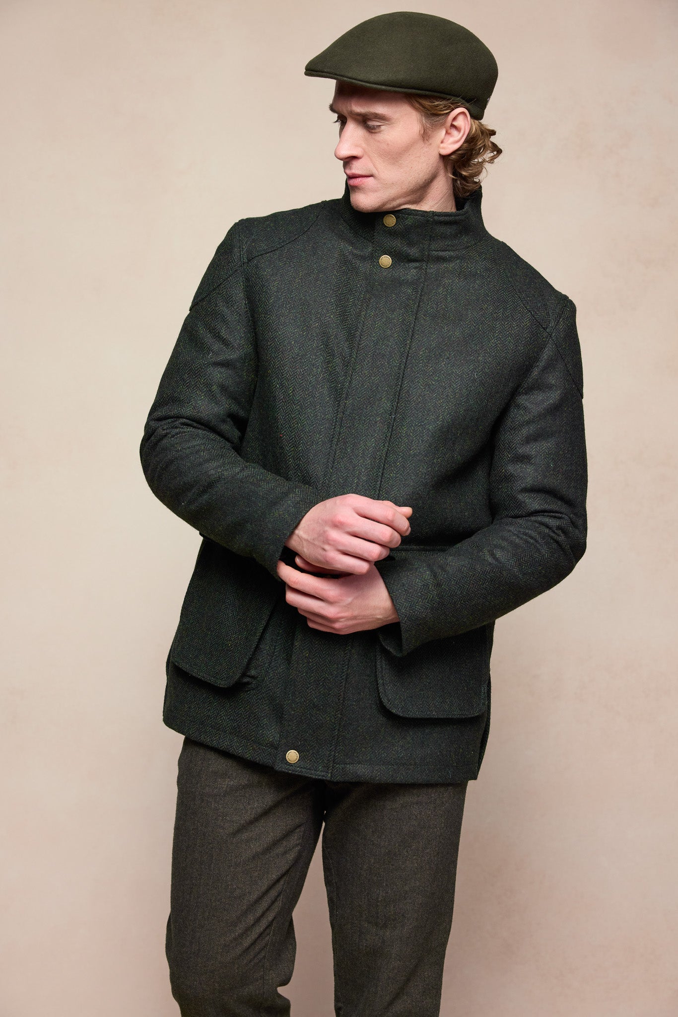 Seamus Tweed Jacket - Green Herringbone