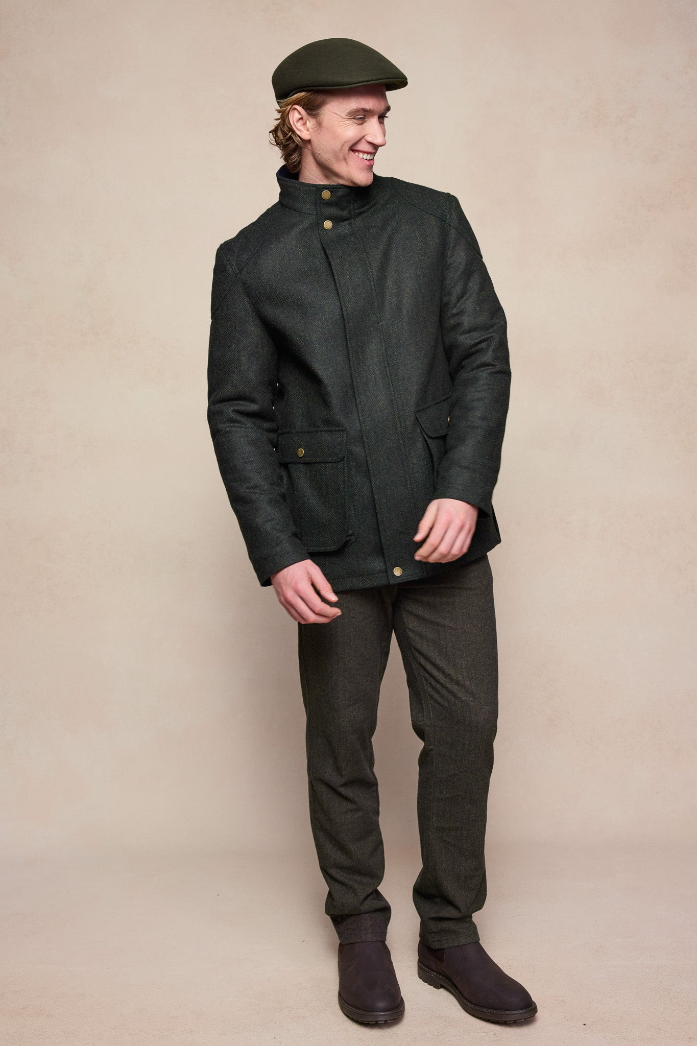 Seamus Tweed Jacket - Green Herringbone