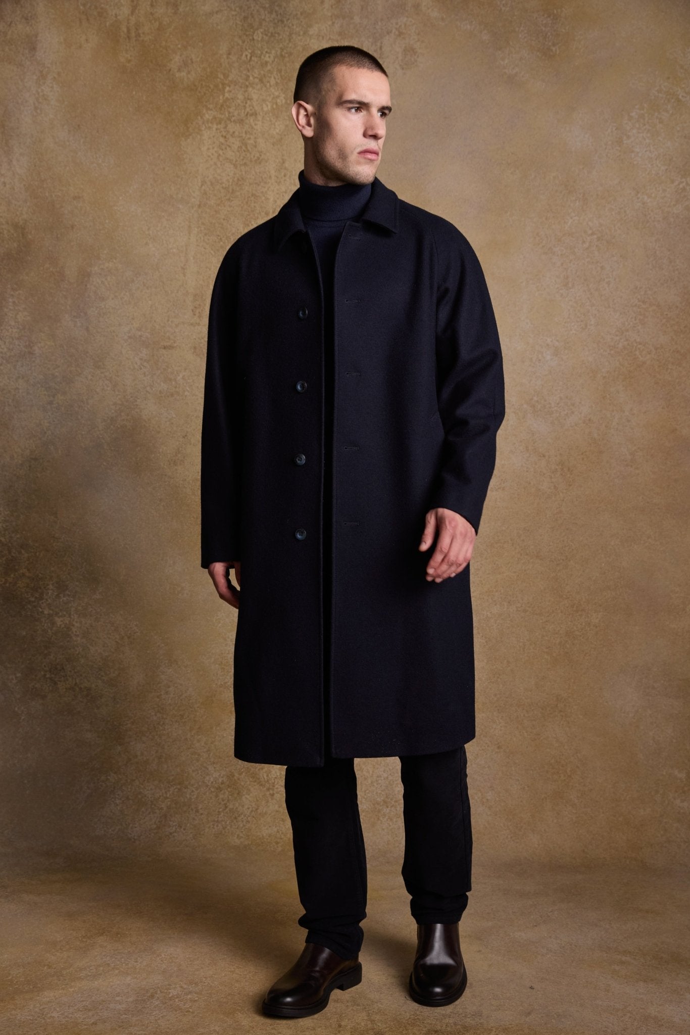 Jack Murphy Clothing - Sean Tweed Coat - Deep Navy Melton - Tweed