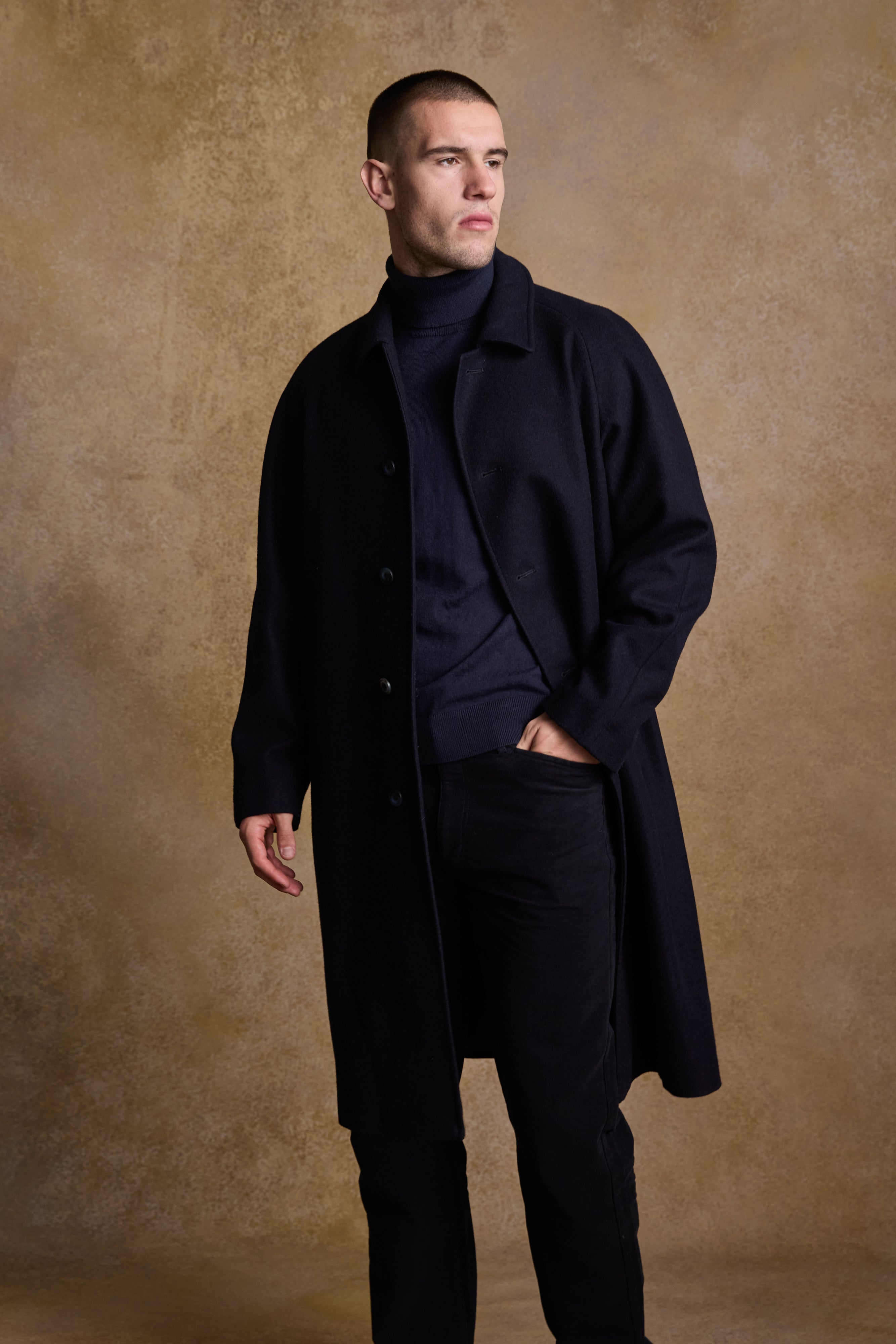 Sean Tweed Coat - Deep Navy Melton