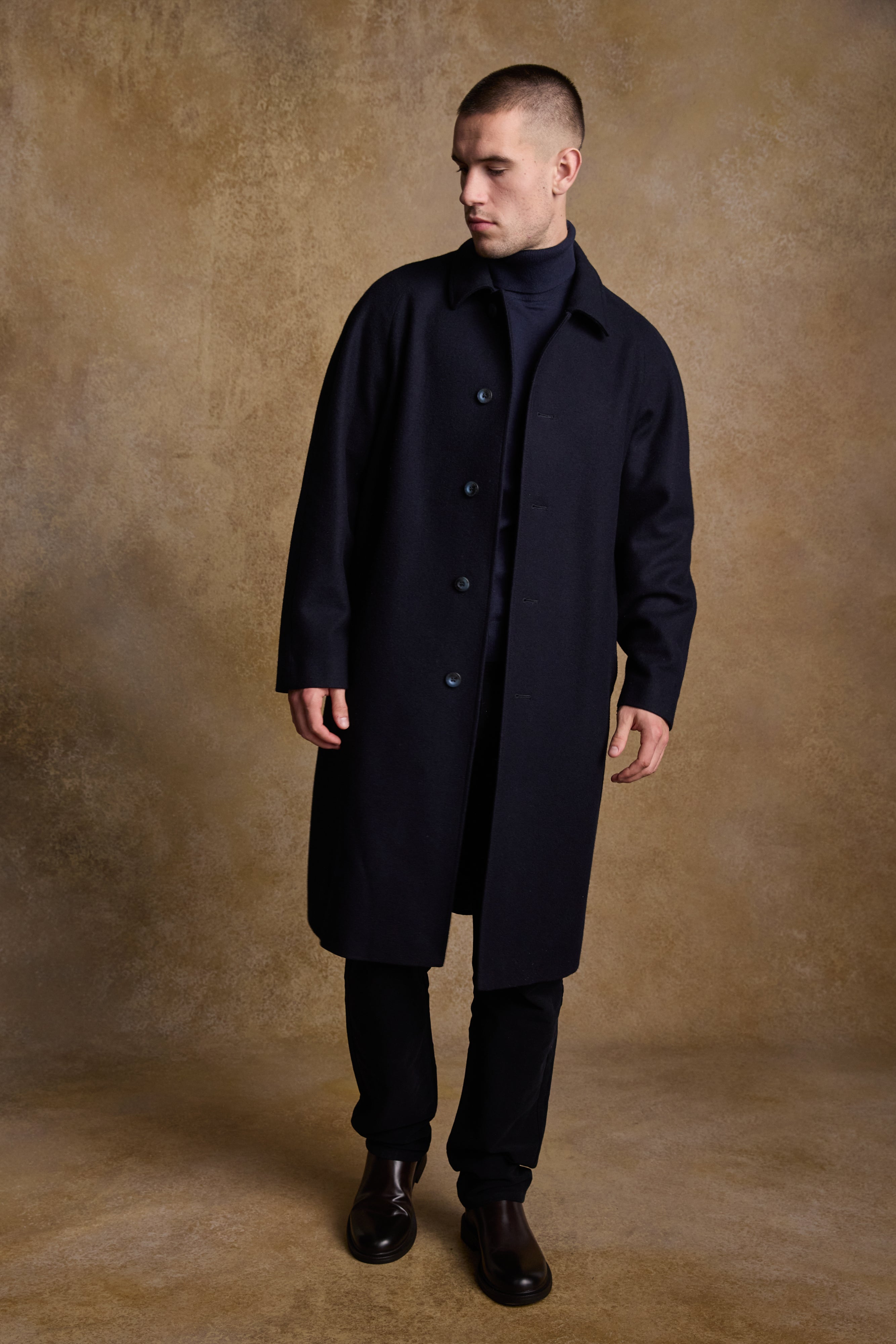 Sean Tweed Coat - Deep Navy Melton