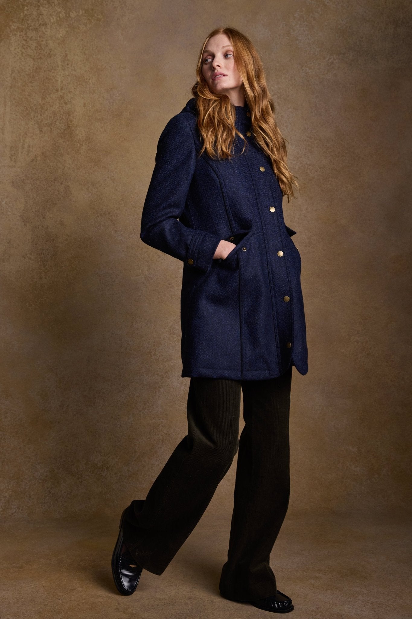 Jack Murphy Ireland - Abbie Tweed Coat - Navy Herringbone - Tweed
