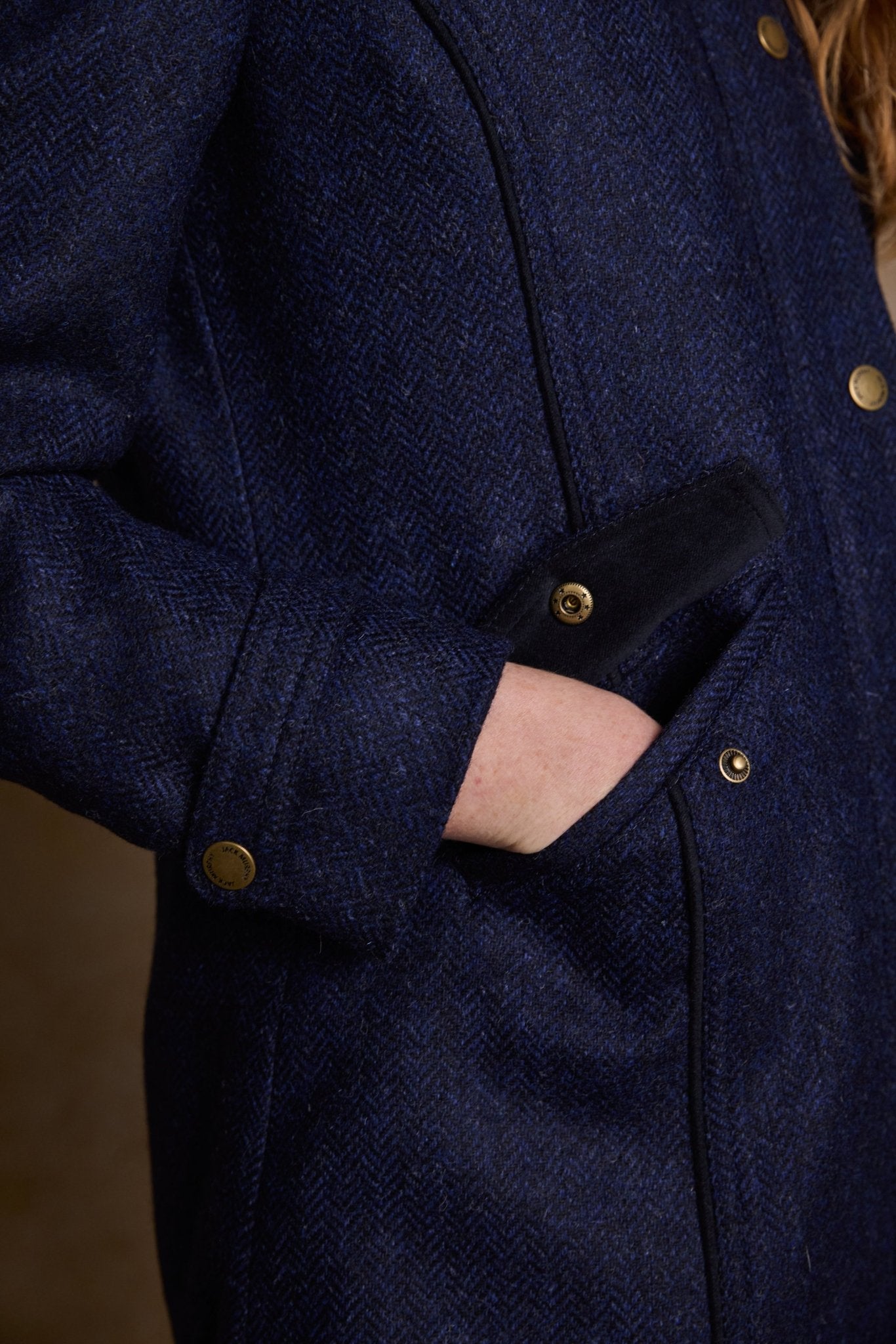 Jack Murphy Ireland - Abbie Tweed Coat - Navy Herringbone - Tweed