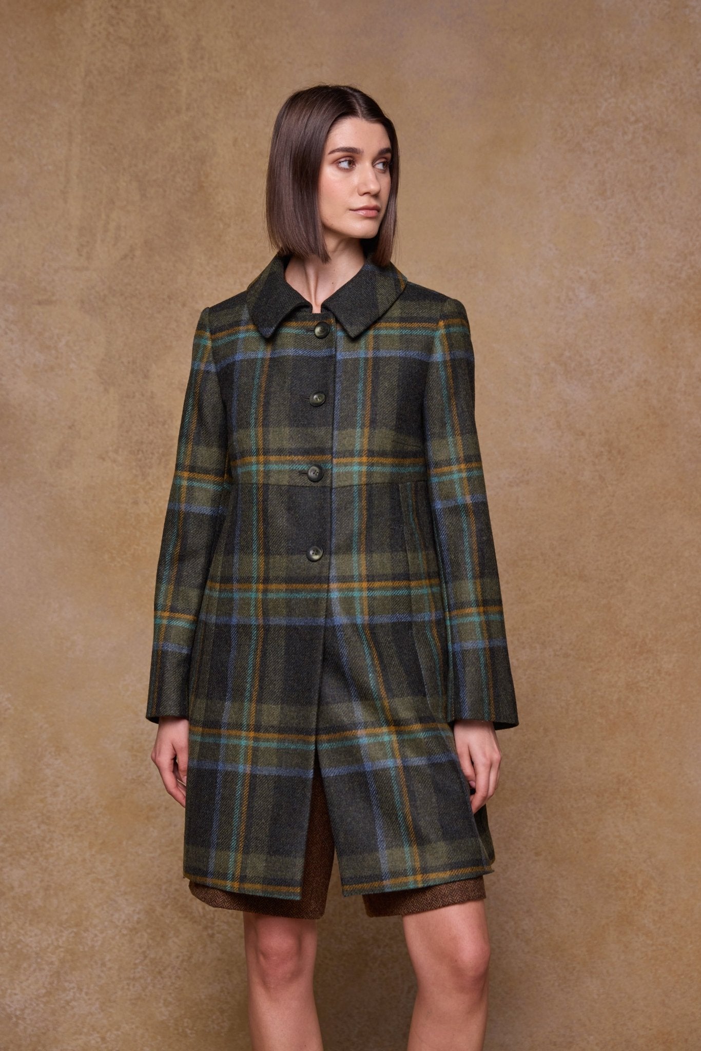 Jack Murphy Clothing - Aimee Tweed Coat - Sage & Emerald Check - Tweed