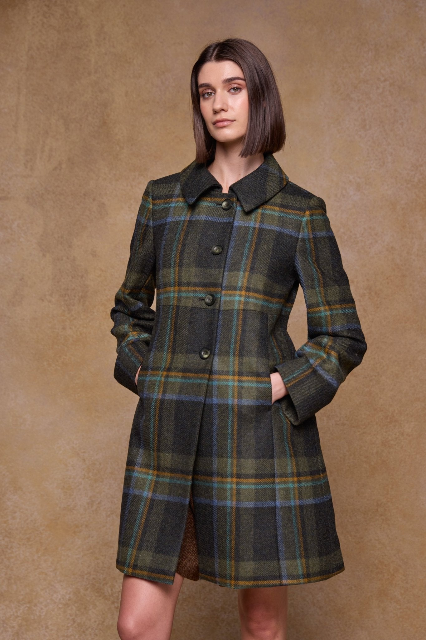 Jack Murphy Clothing - Aimee Tweed Coat - Sage & Emerald Check - Tweed
