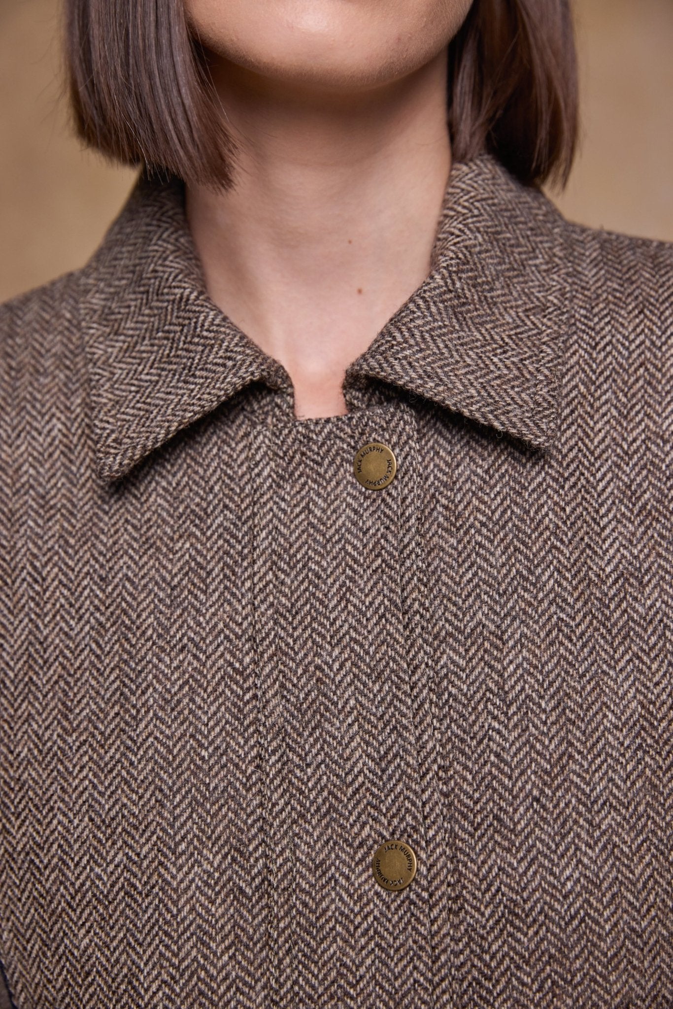 Jack Murphy Clothing - Aine Tweed Jacket - Light Tan Herringbone - Tweed