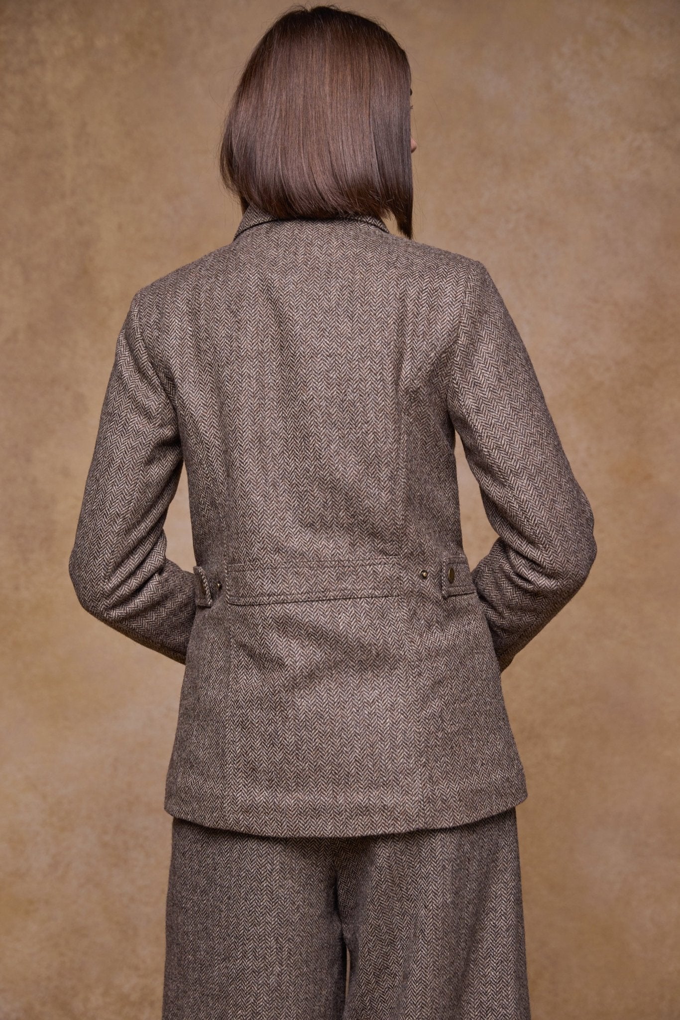 Jack Murphy Clothing - Aine Tweed Jacket - Light Tan Herringbone - Tweed