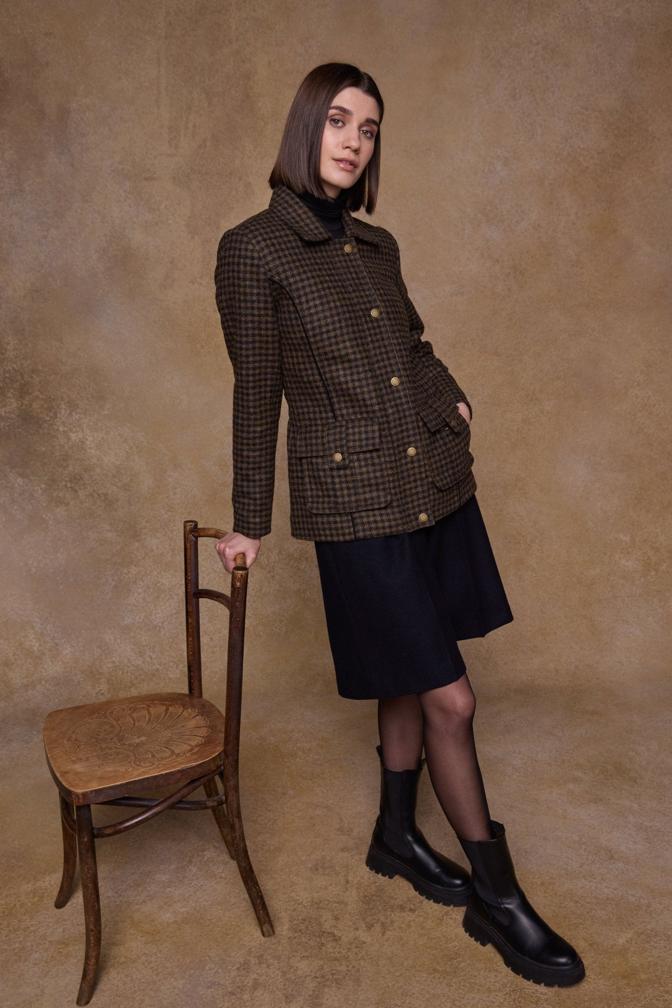Jack Murphy Clothing - Aine Tweed Jacket - Earth Check - Tweed