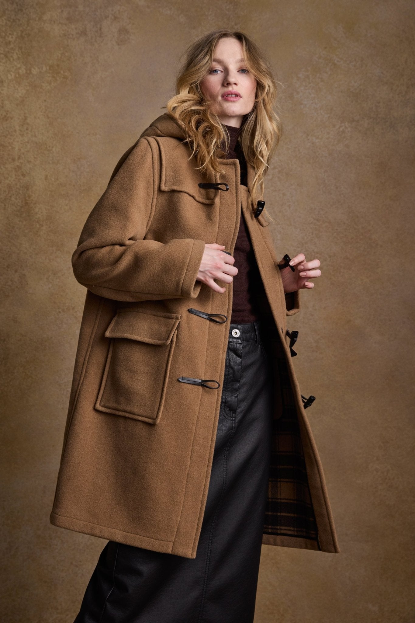 Jack Murphy Clothing - Alex Wool Duffle Coat - Camel - Tweed