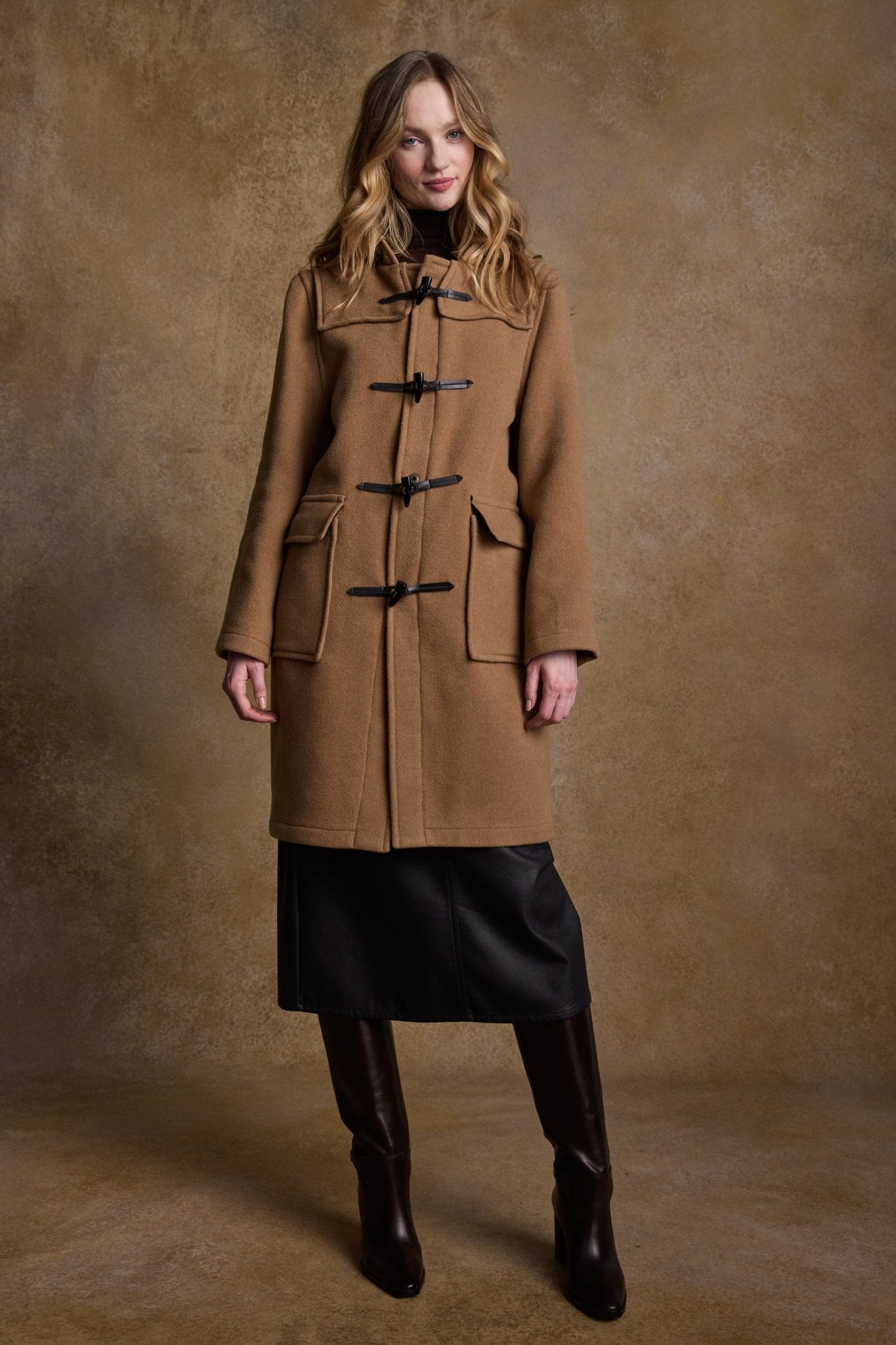 Jack Murphy Clothing - Alex Wool Duffle Coat - Camel - Tweed