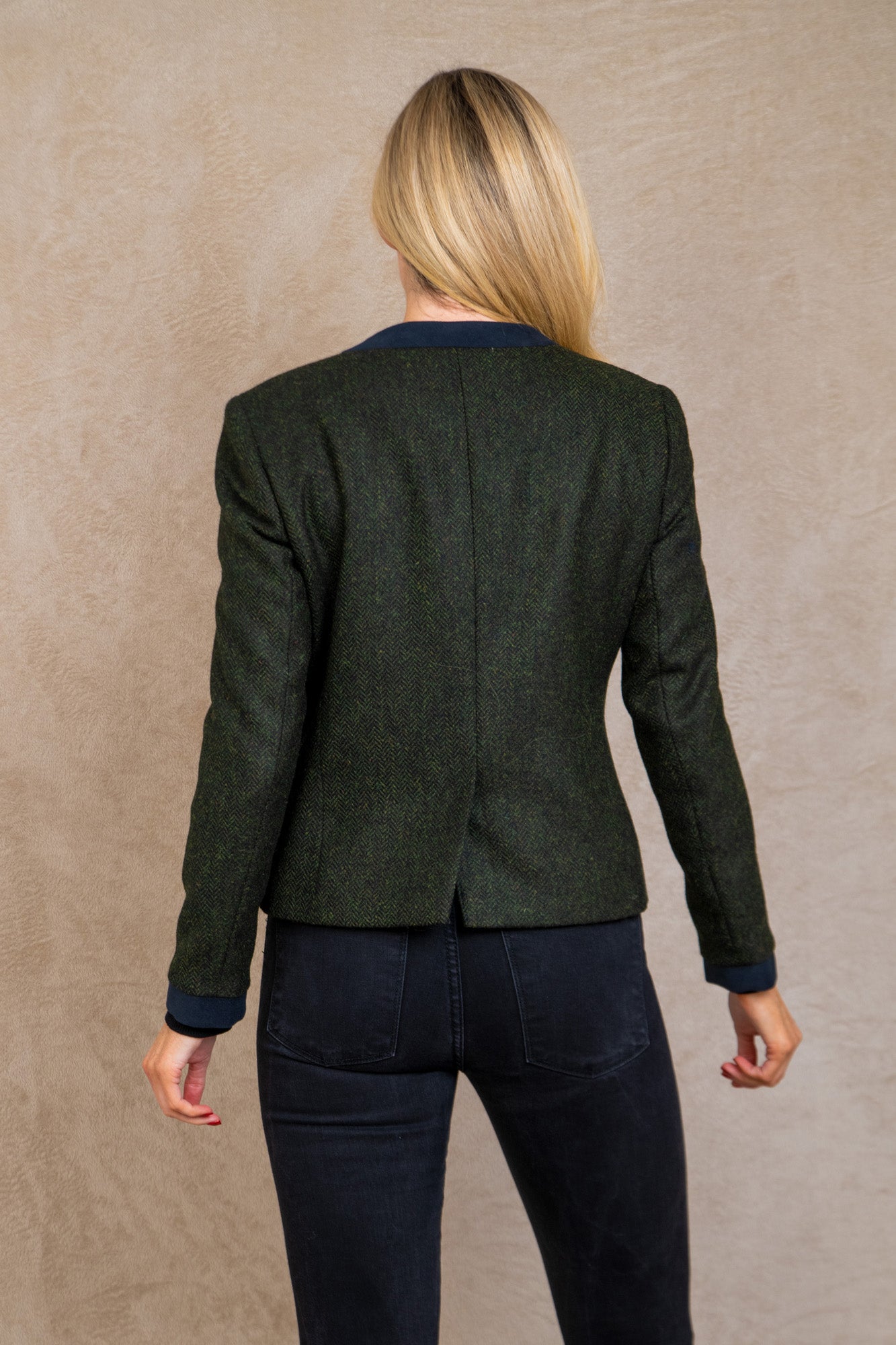 Anna Tweed Jacket - Green herringbone - Jack Murphy Ireland