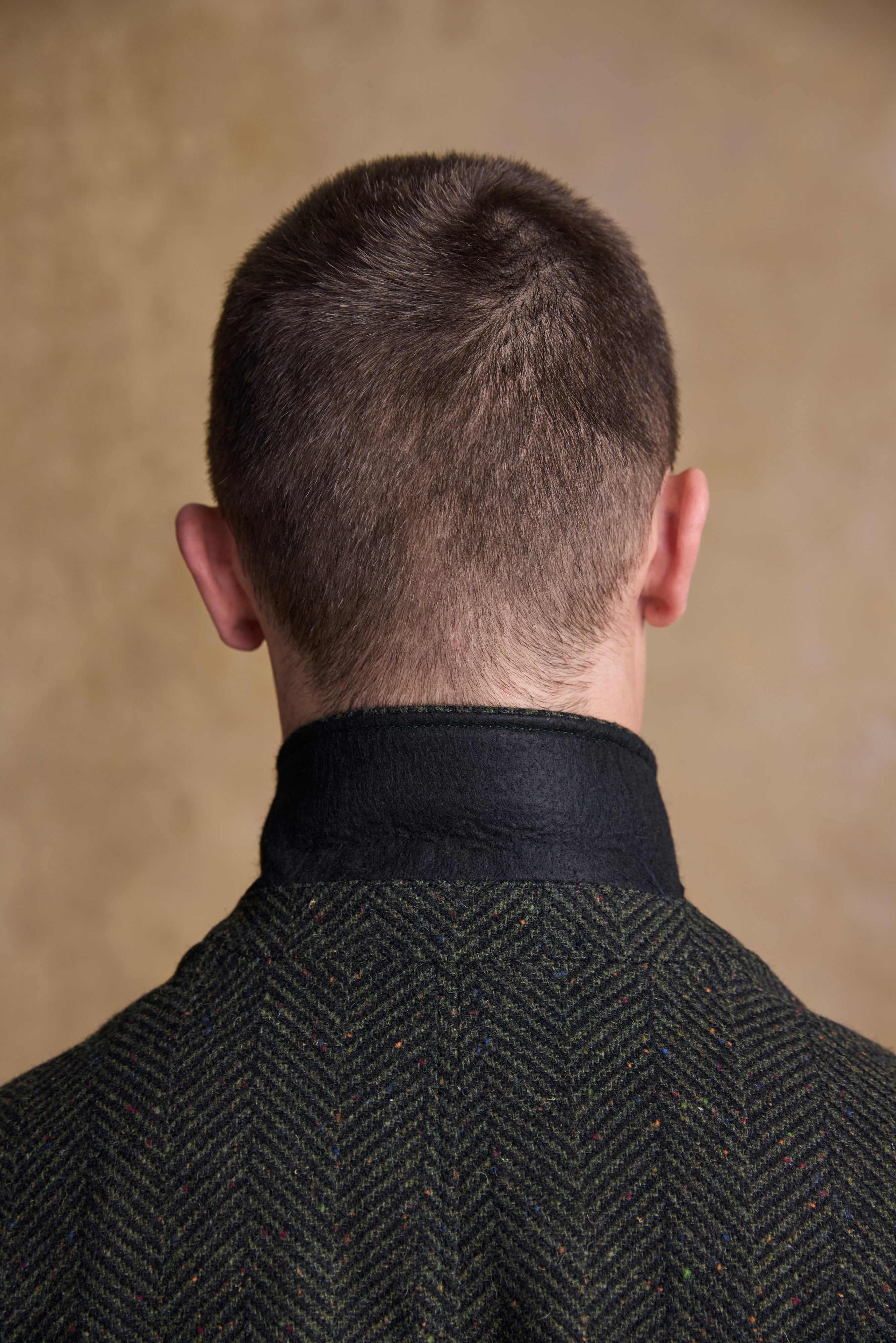 Owen Tweed Coat - Olivgrünes breites Fischgrätenmuster