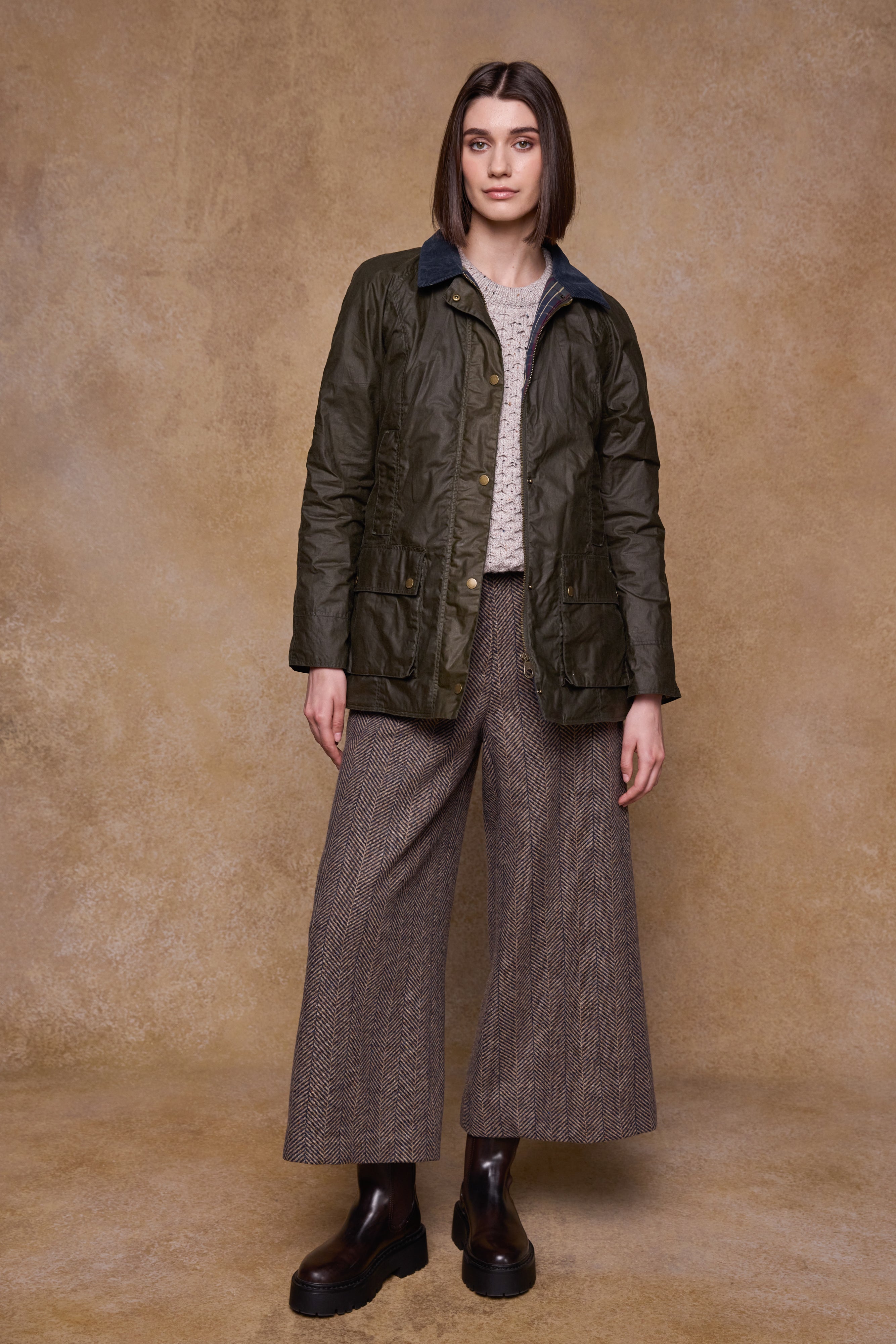 Enya Tweed Culottes - Donegal Wheat Herringbone