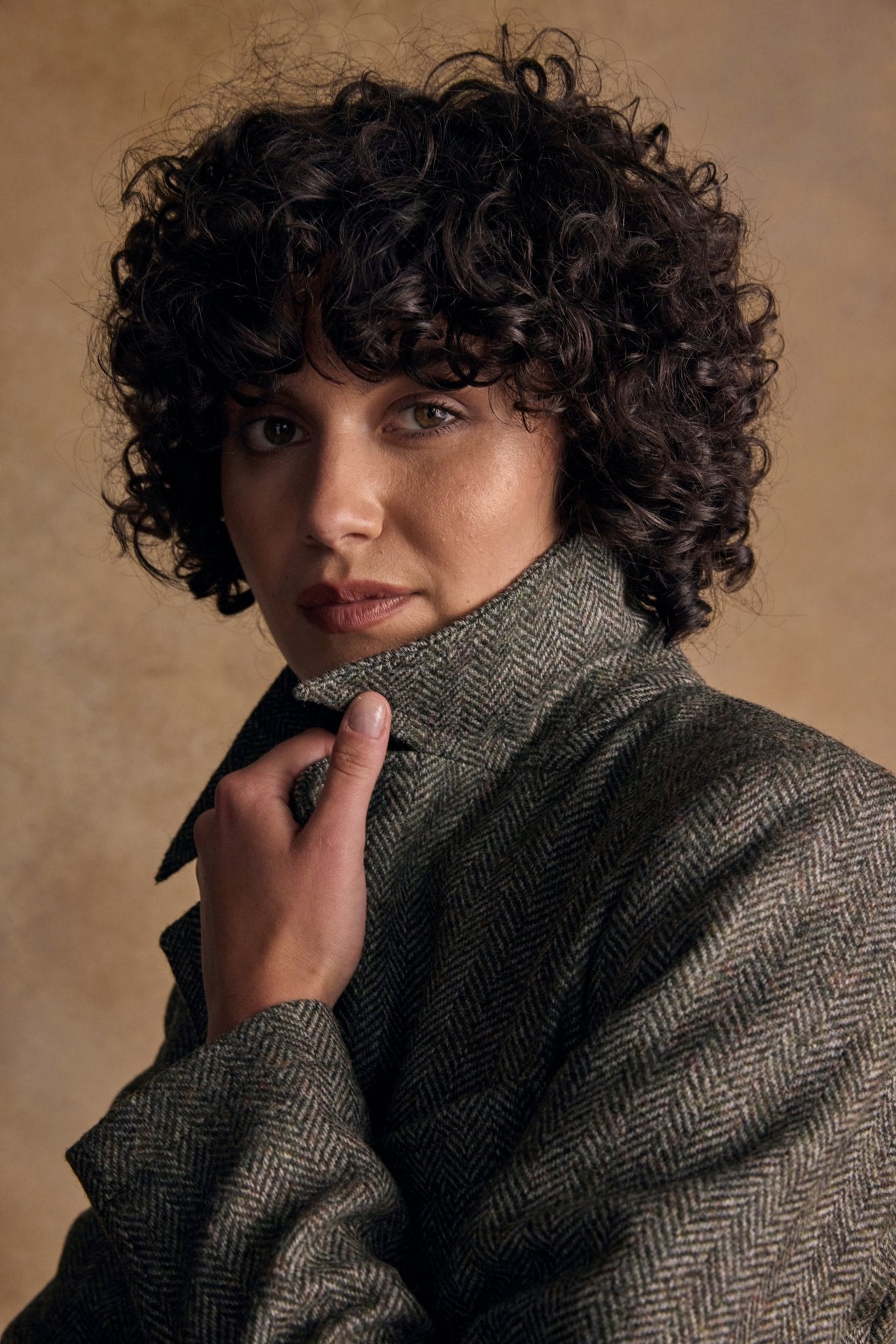 Jack Murphy Ireland - Clodagh Wool Coat - Olive Teal Herringbone - Tweed