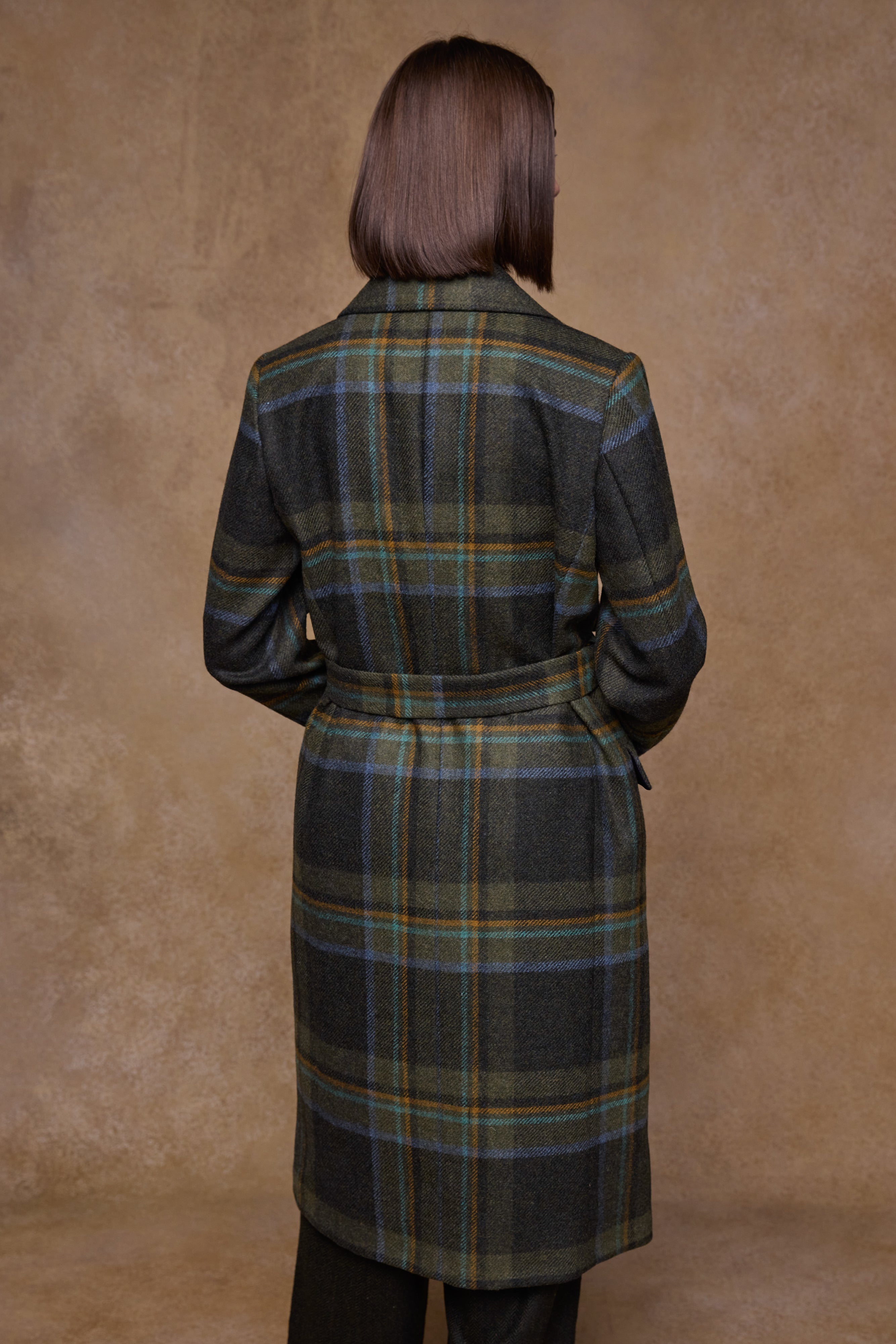 Clodagh Wool Coat - Sage & Emerald Check