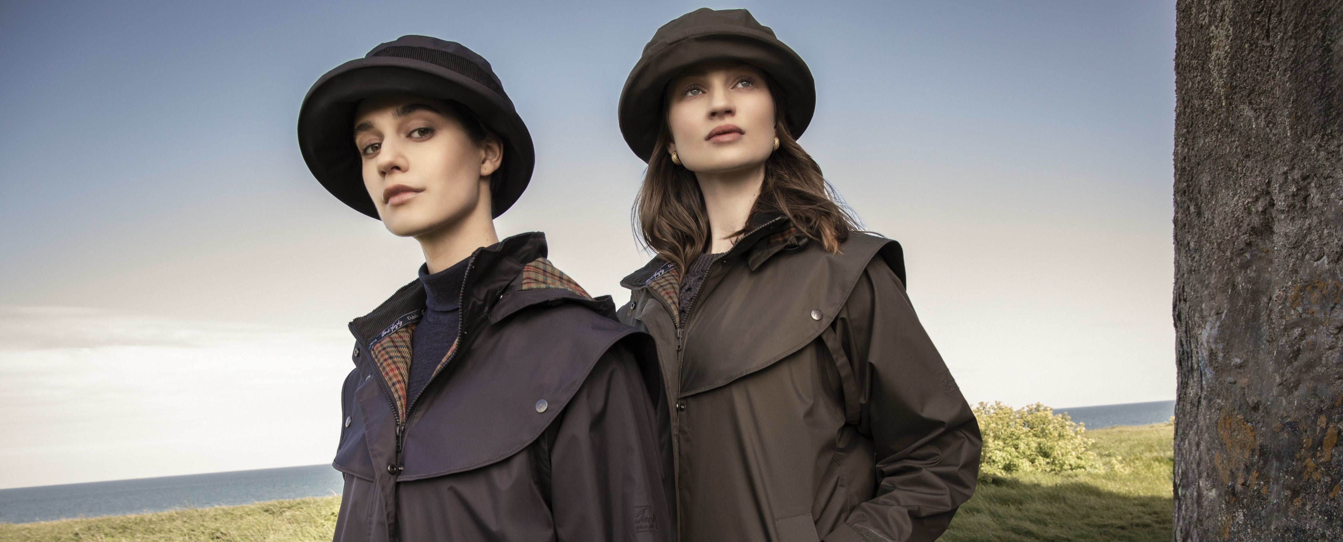 Cotswold and Malvern waterproof jackets in olive and Navy with Malvern Hats