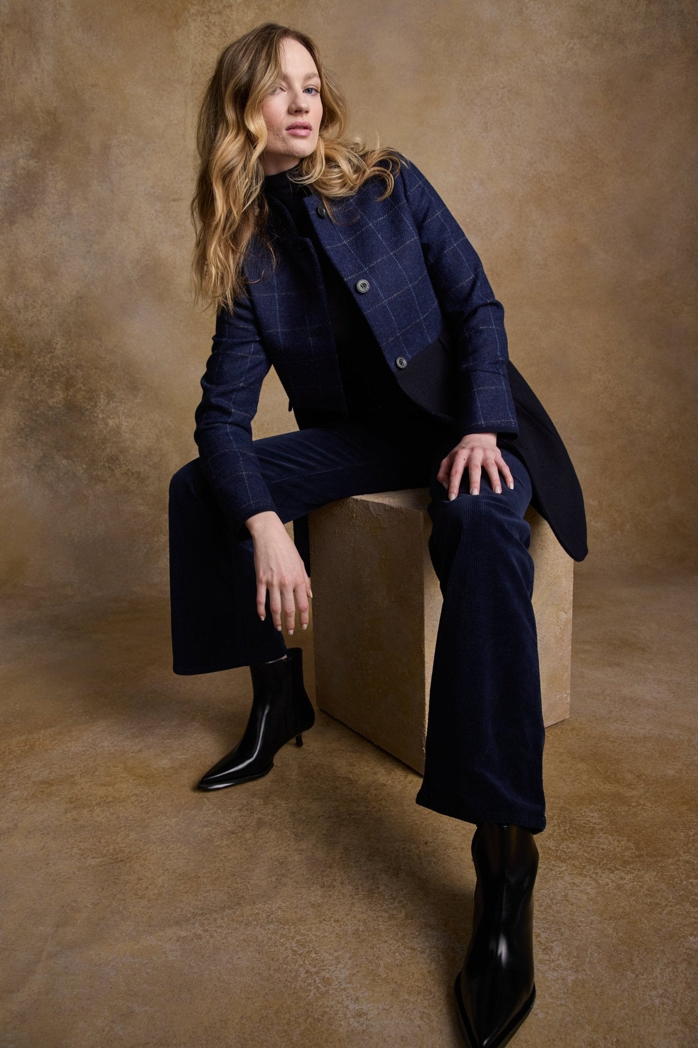 Jack Murphy Ireland - Eileen Tweed Coat - Navy Check & Melton - Tweed