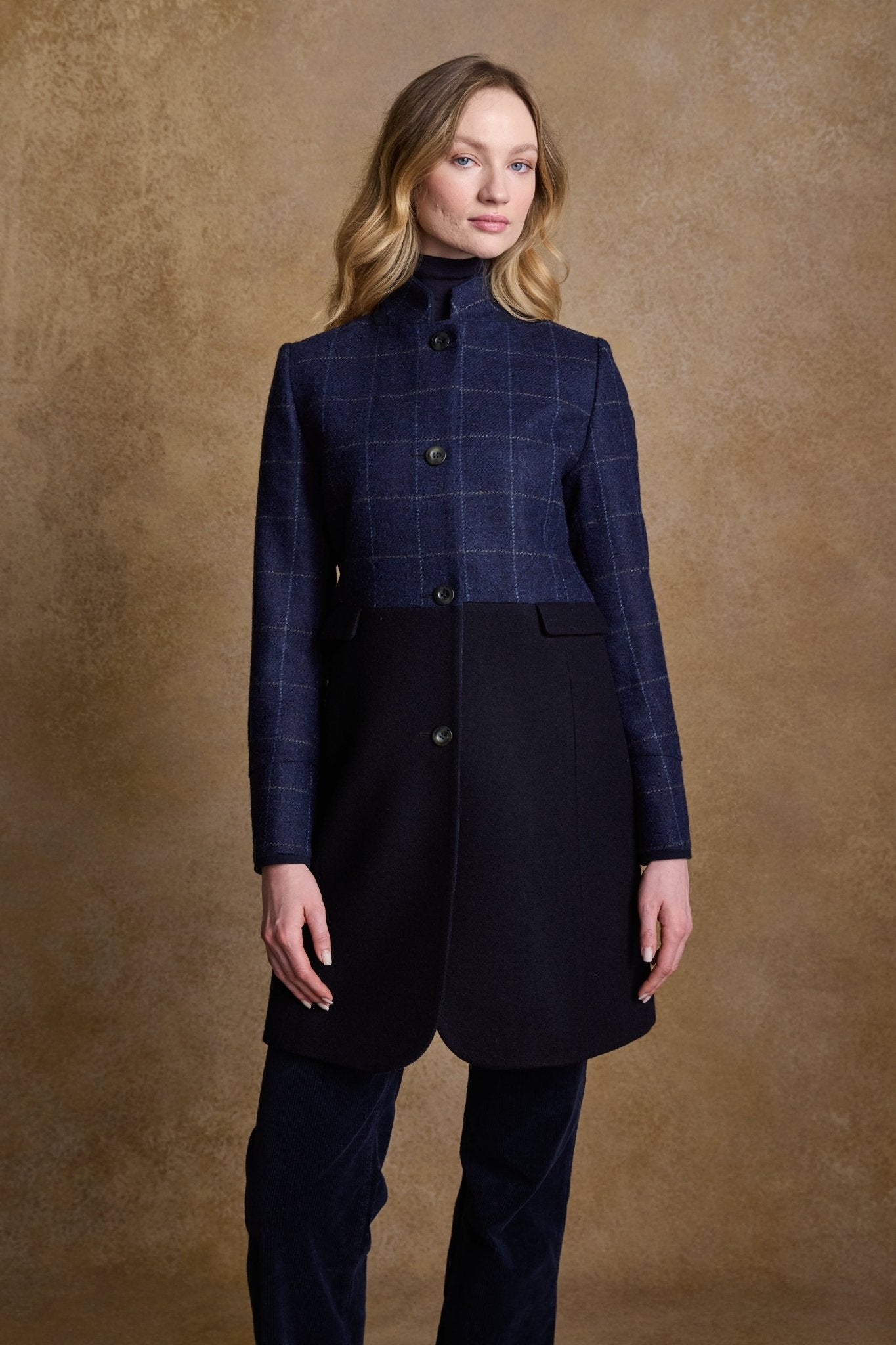Jack Murphy Ireland - Eileen Tweed Coat - Navy Check & Melton - Tweed