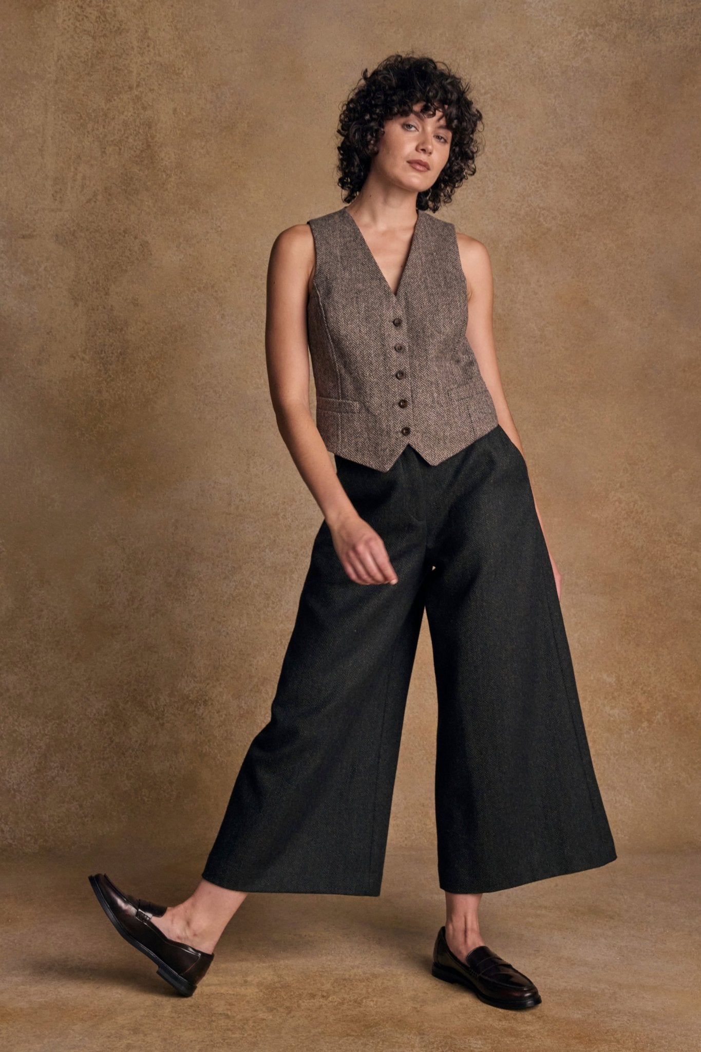 Jack Murphy Ireland - Enya Tweed Culottes - Green Herringbone - Tweed