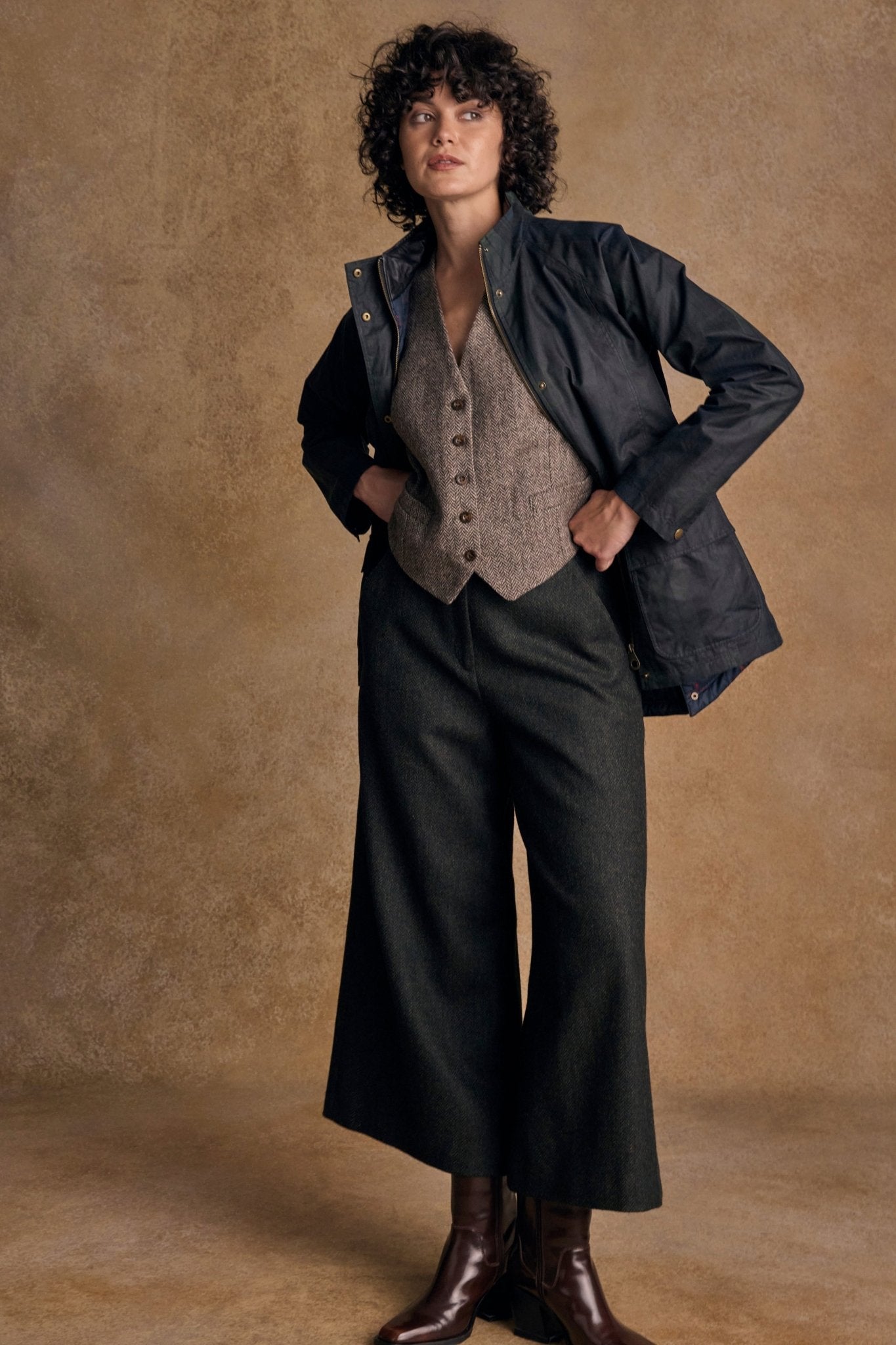 Jack Murphy Ireland - Enya Tweed Culottes - Green Herringbone - Tweed