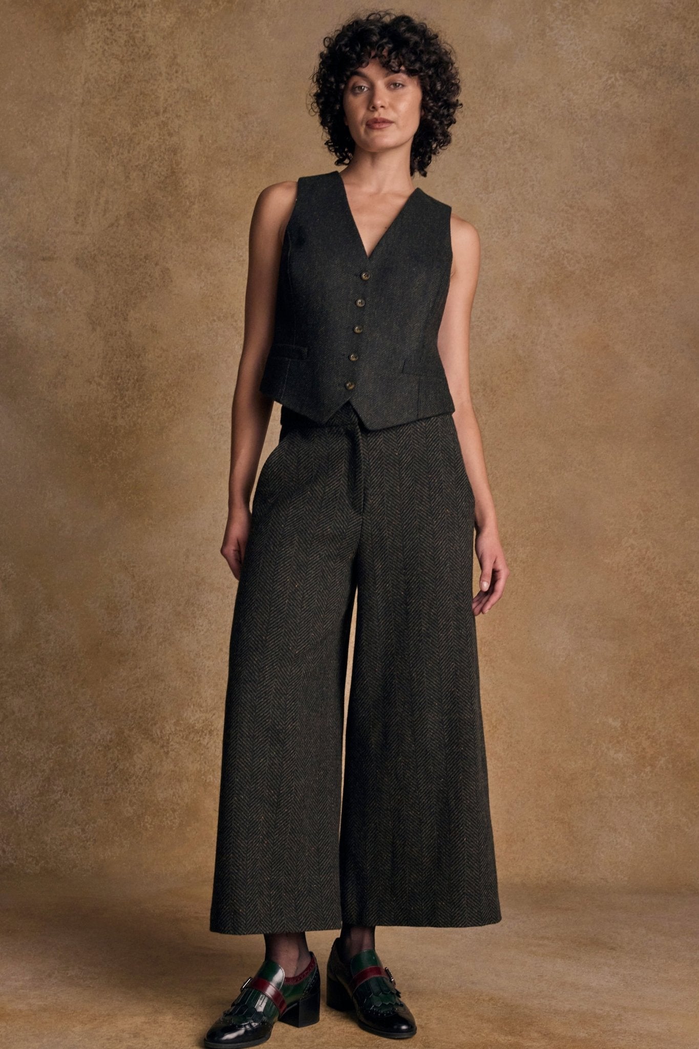 Jack Murphy Ireland - Enya Tweed Culottes - Donegal Pine Herringbone - Tweed