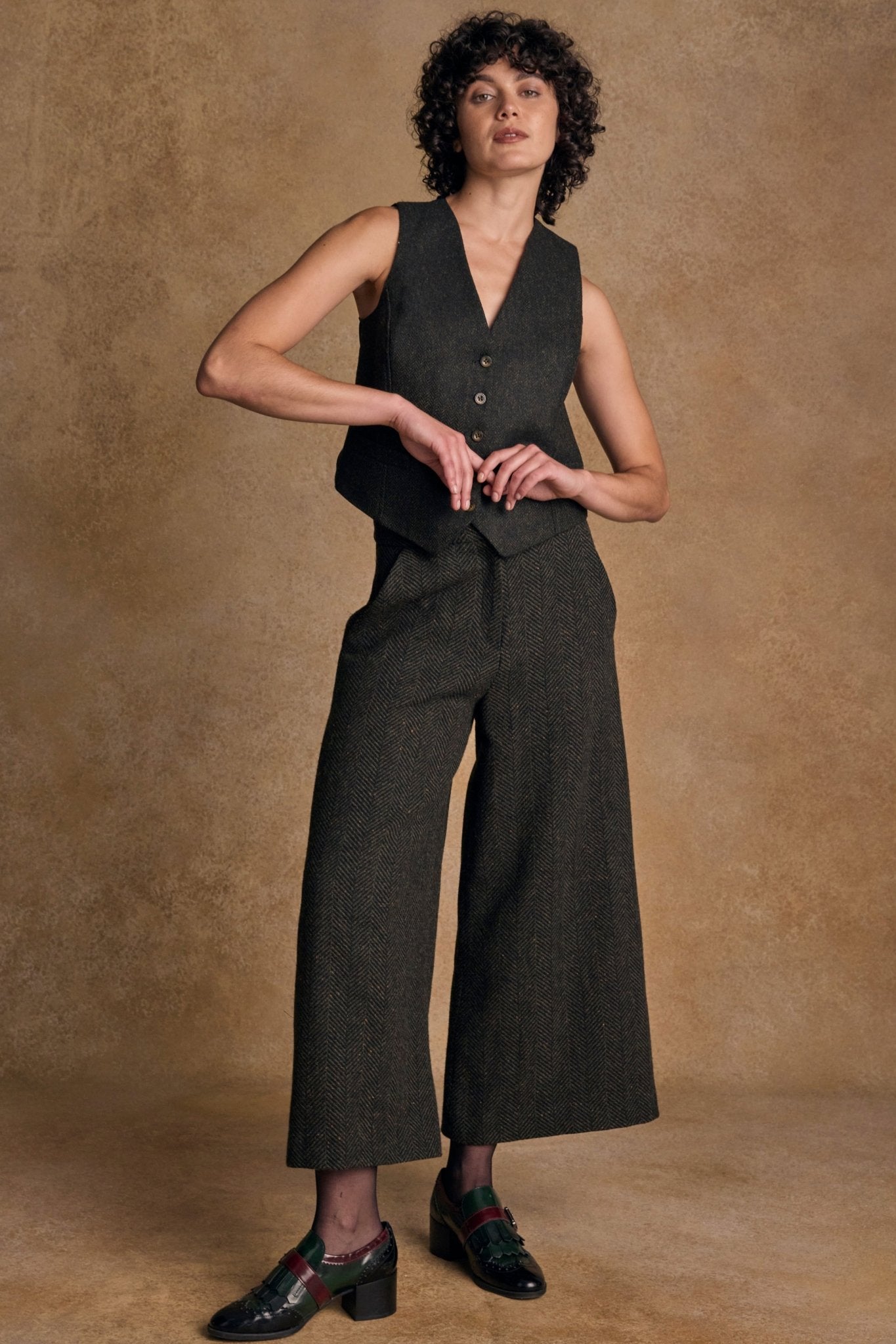 Jack Murphy Ireland - Enya Tweed Culottes - Donegal Pine Herringbone - Tweed