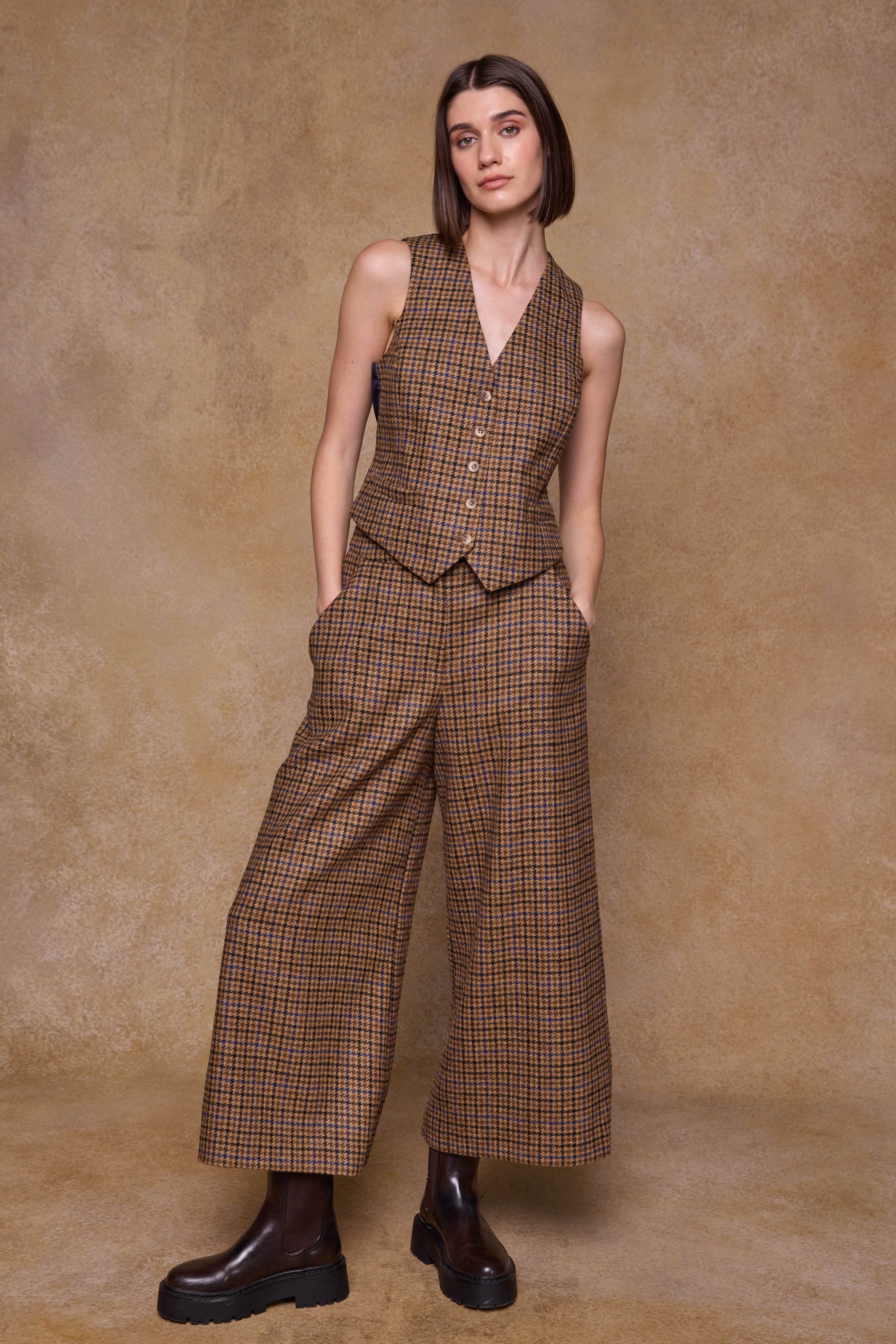 Enya Tweed-Culotte - Donegal Grey Herringbone