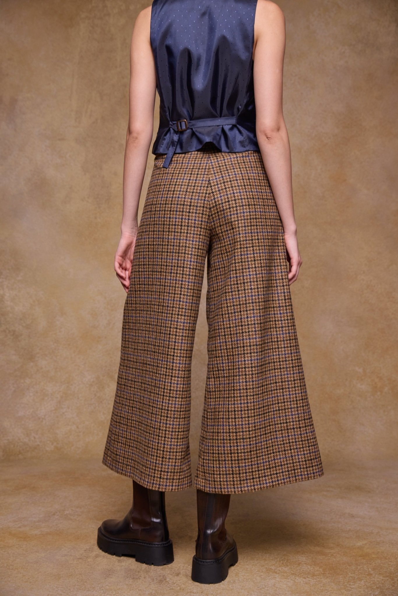 Jack Murphy Clothing - Enya Tweed Culottes - Blue Driftwood Check - Tweed