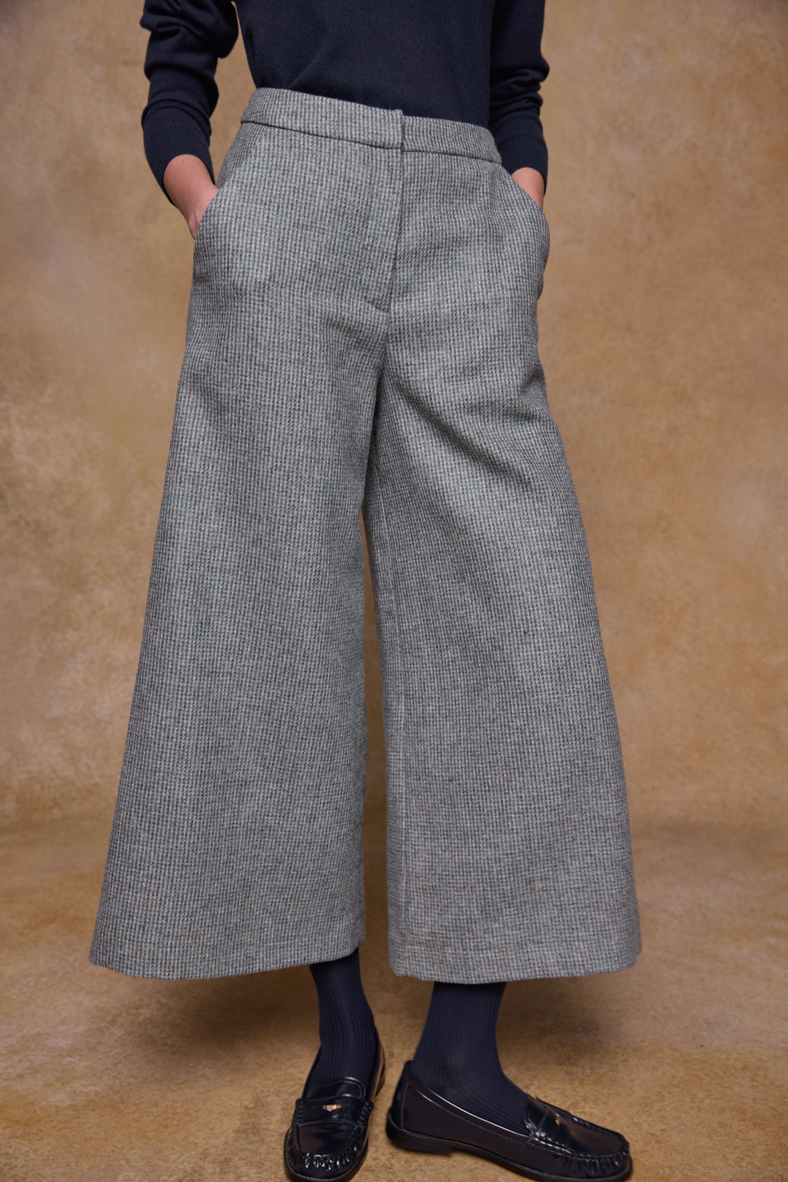 Enya Tweed Culottes - Jade Weave