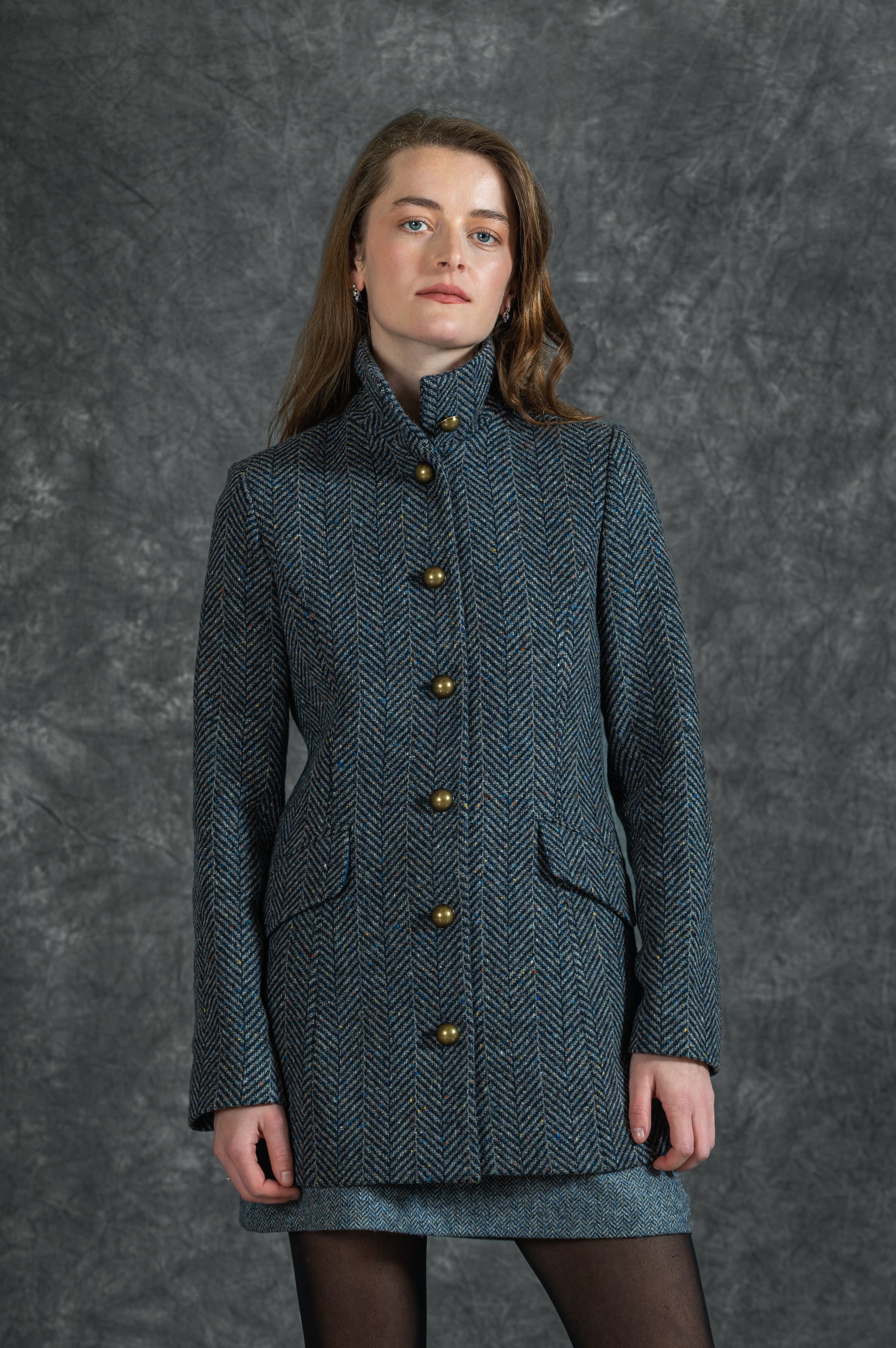 Grace Tweed Coat - Atlantic Mist