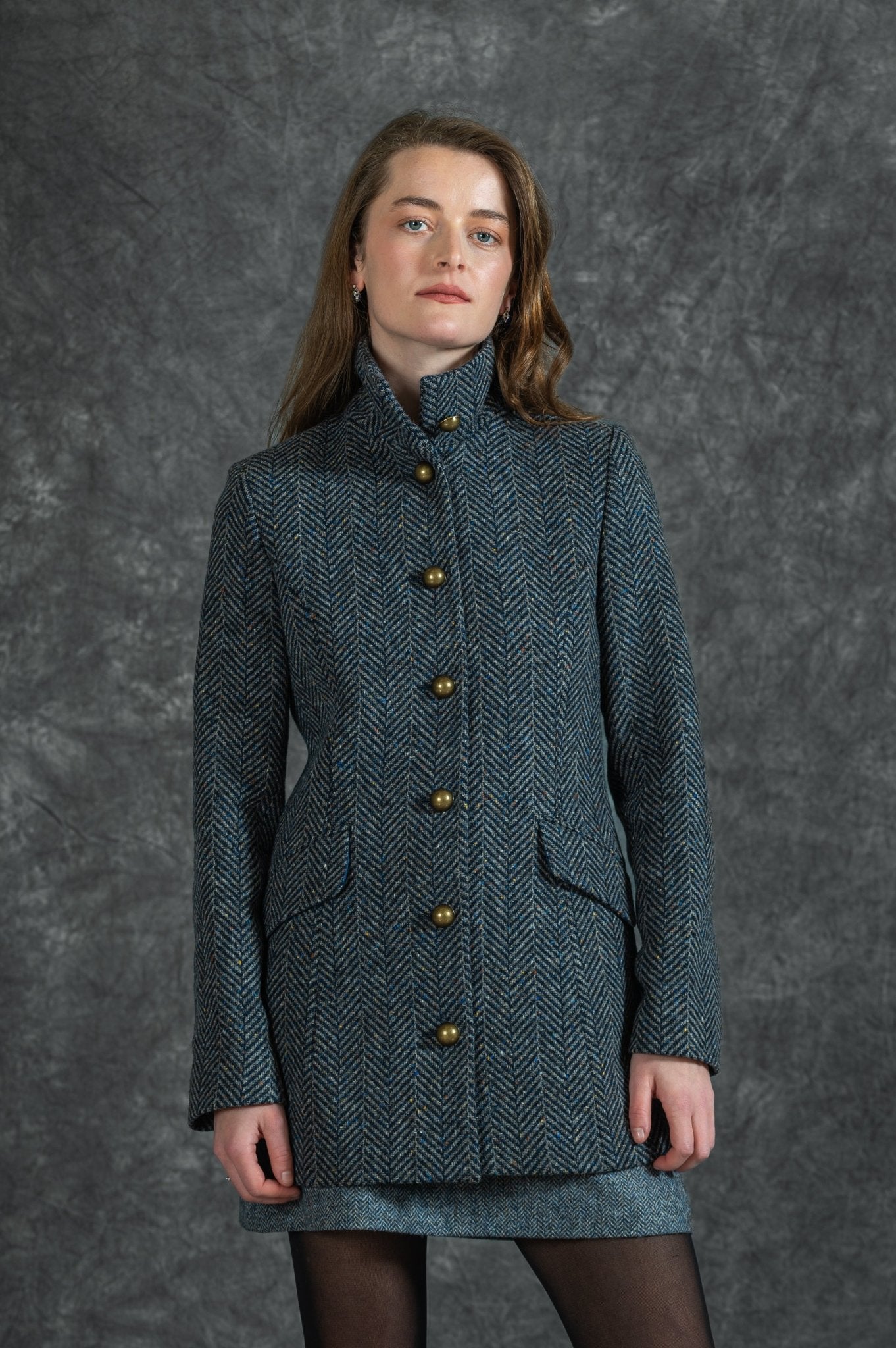 Jack Murphy Clothing - Grace Tweed Coat - Atlantic Mist - Tweed