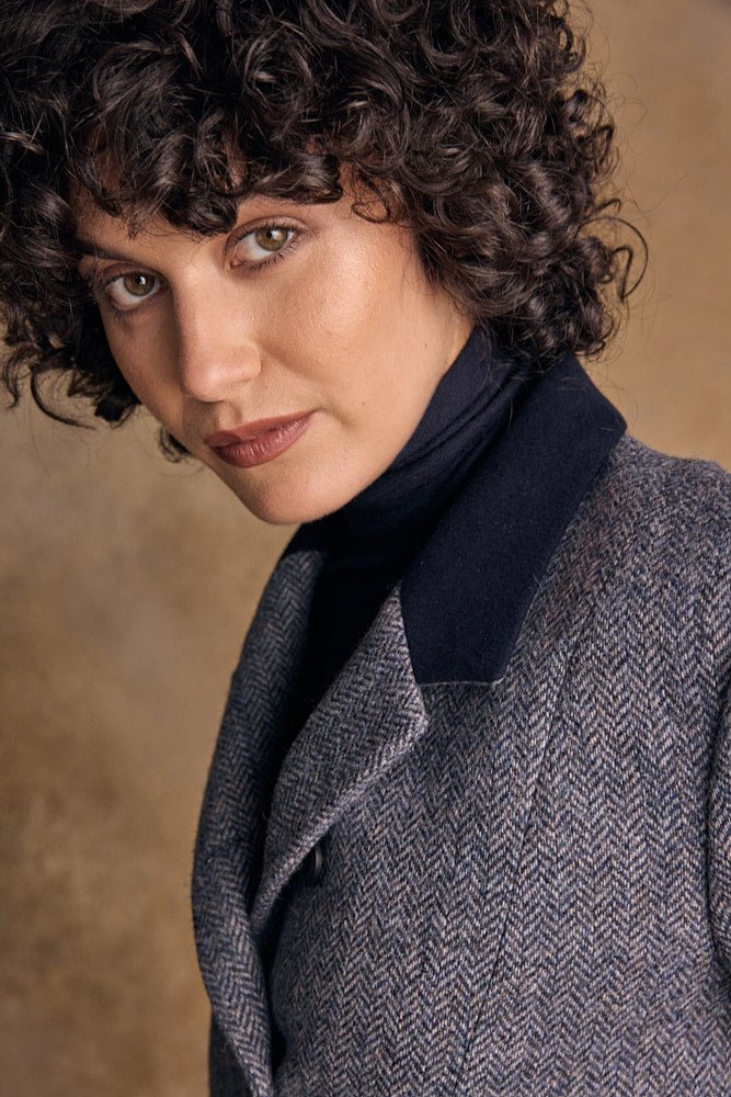 Jack Murphy Ireland - Isabella Tweed Coat - Denim Herringbone - Tweed