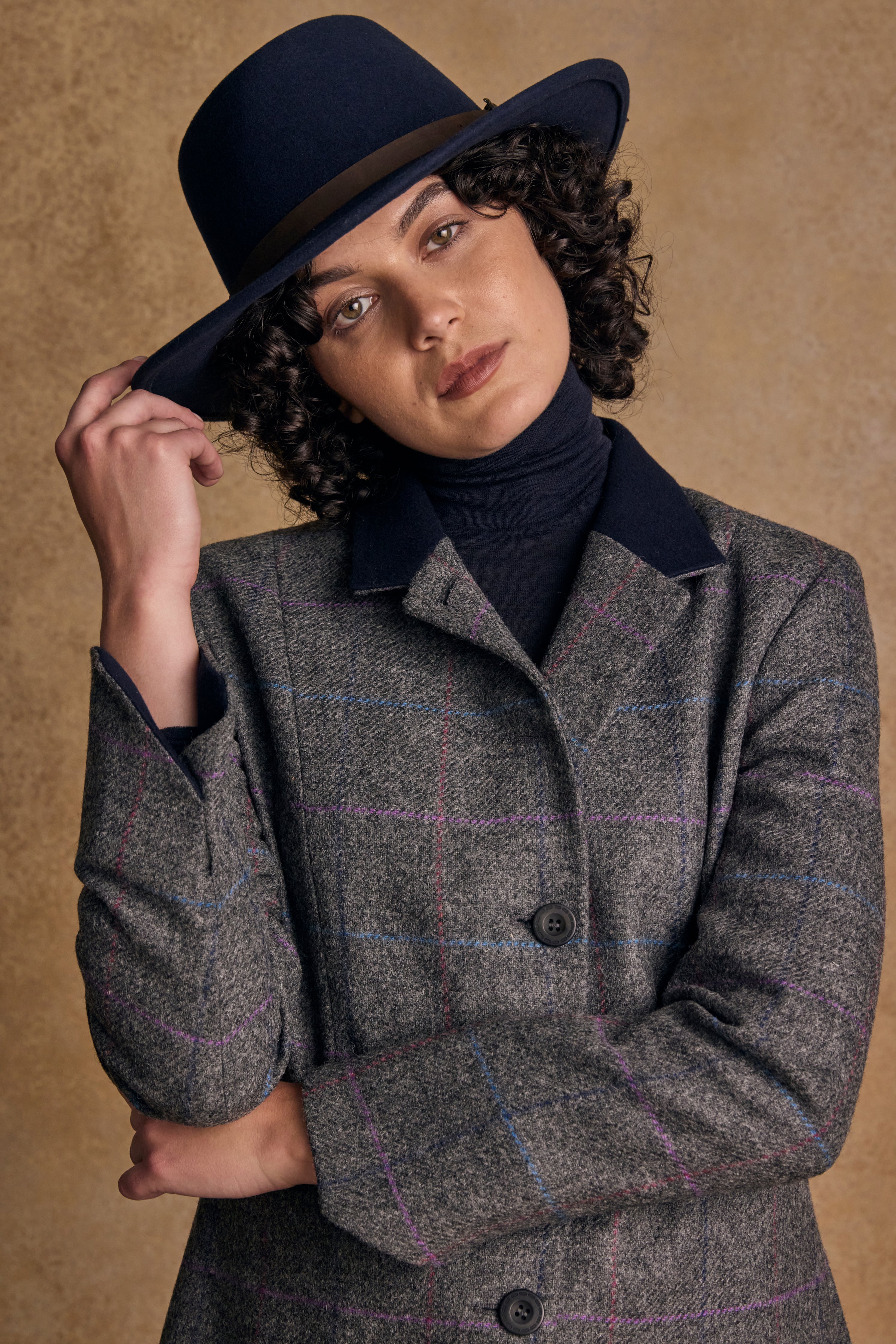 Isabella Tweed Coat - Grey Windowpane