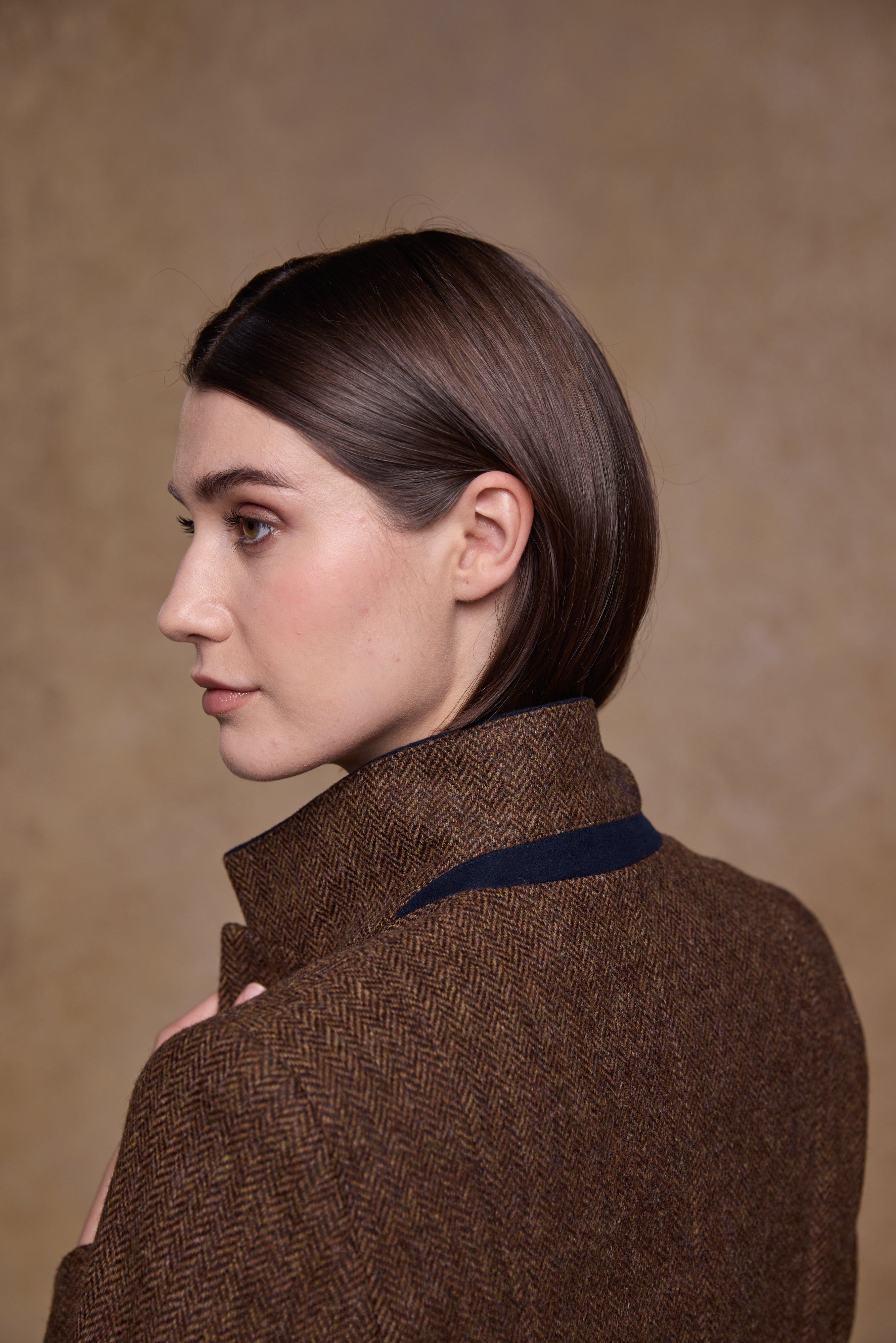 Isabella Tweed Coat - Chestnut Herringbone