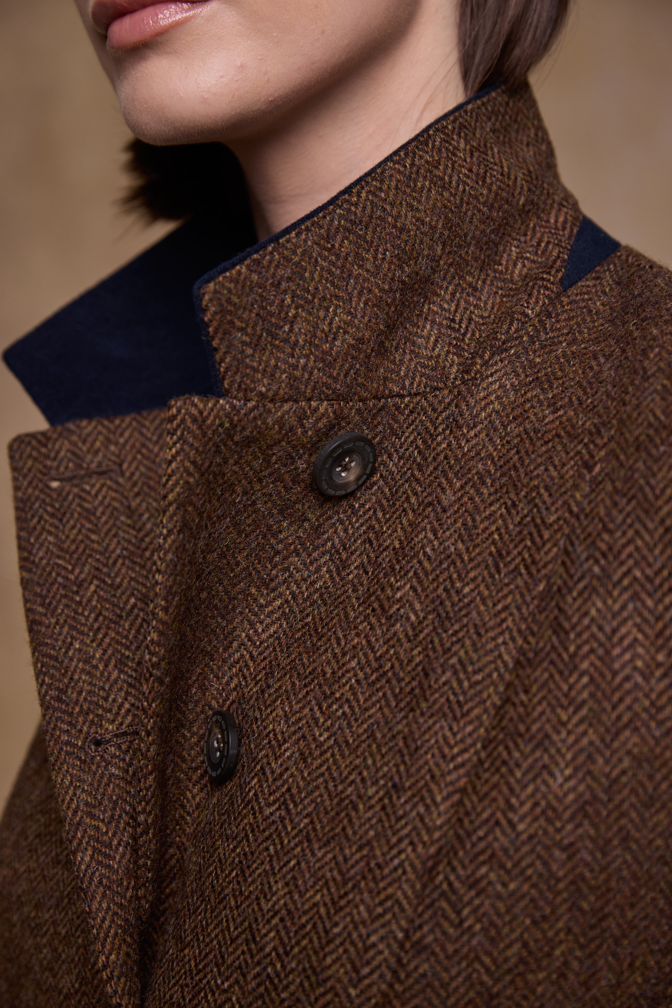Isabella Tweed Coat - Chestnut Herringbone