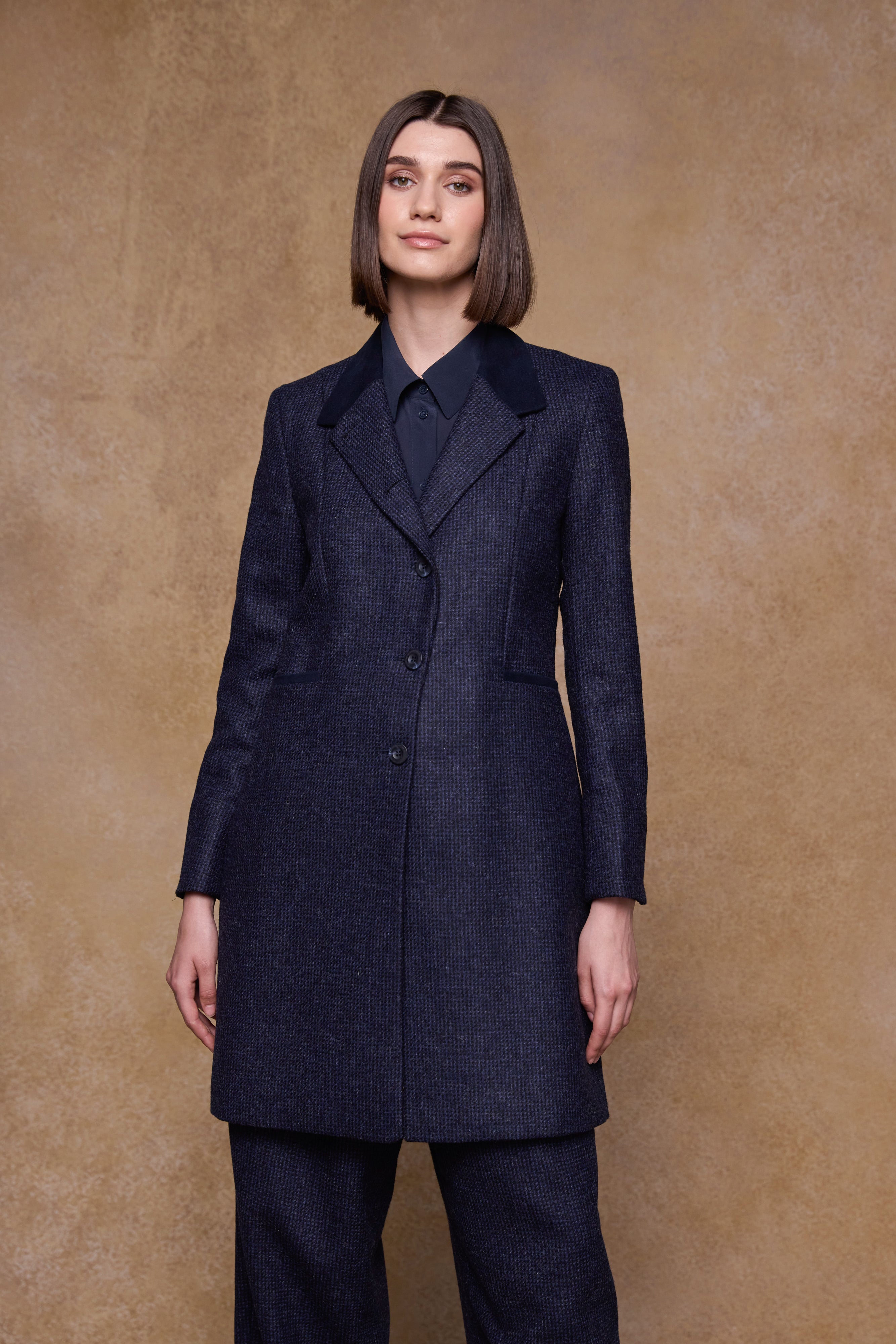 Isabella Tweed Coat - Imperial Blue